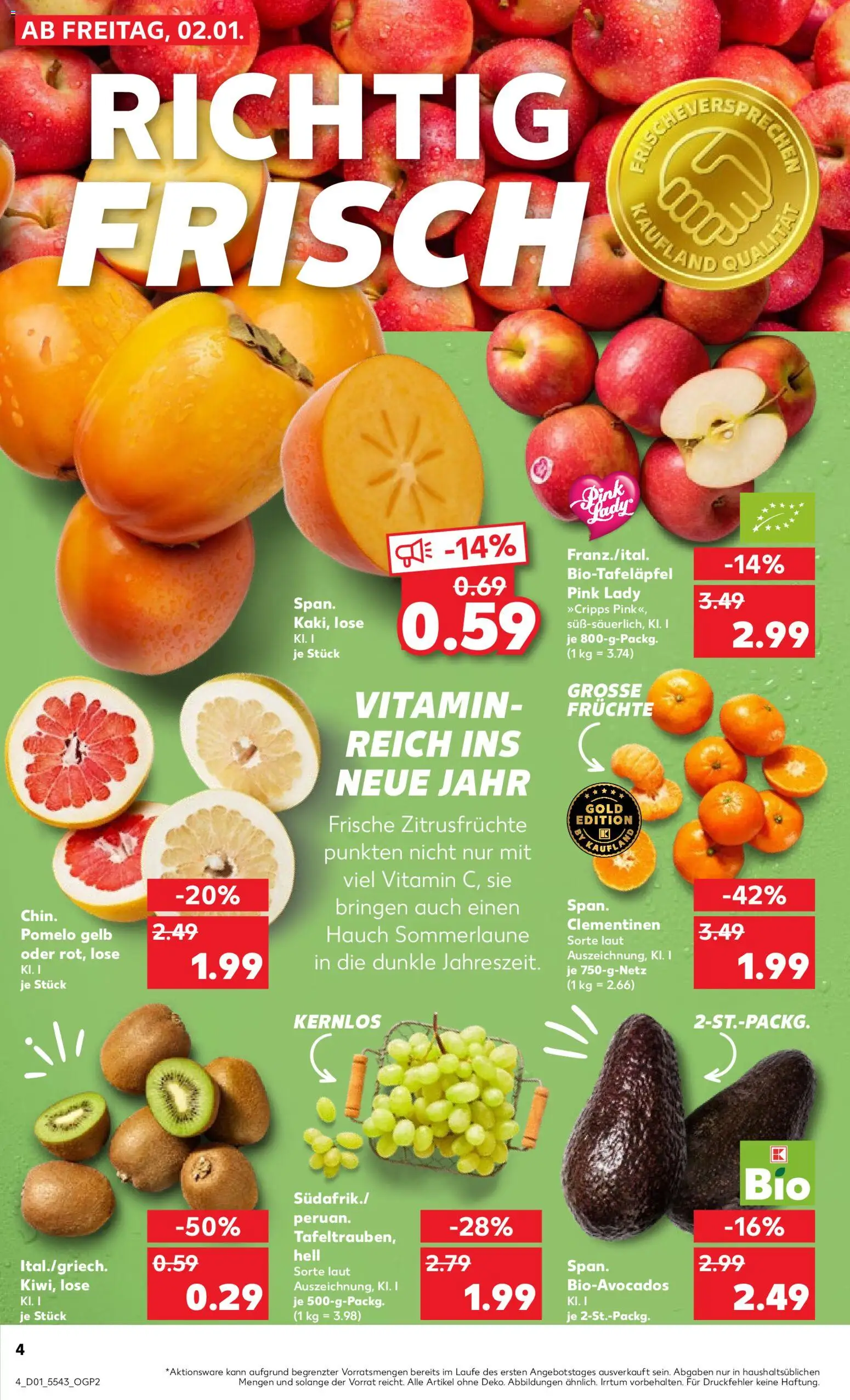 Kaufland prospekt Köln	 – gültig ab 02.01.2026 | Seite: 4 | Produkte: Apple, Avocado, Kiwi