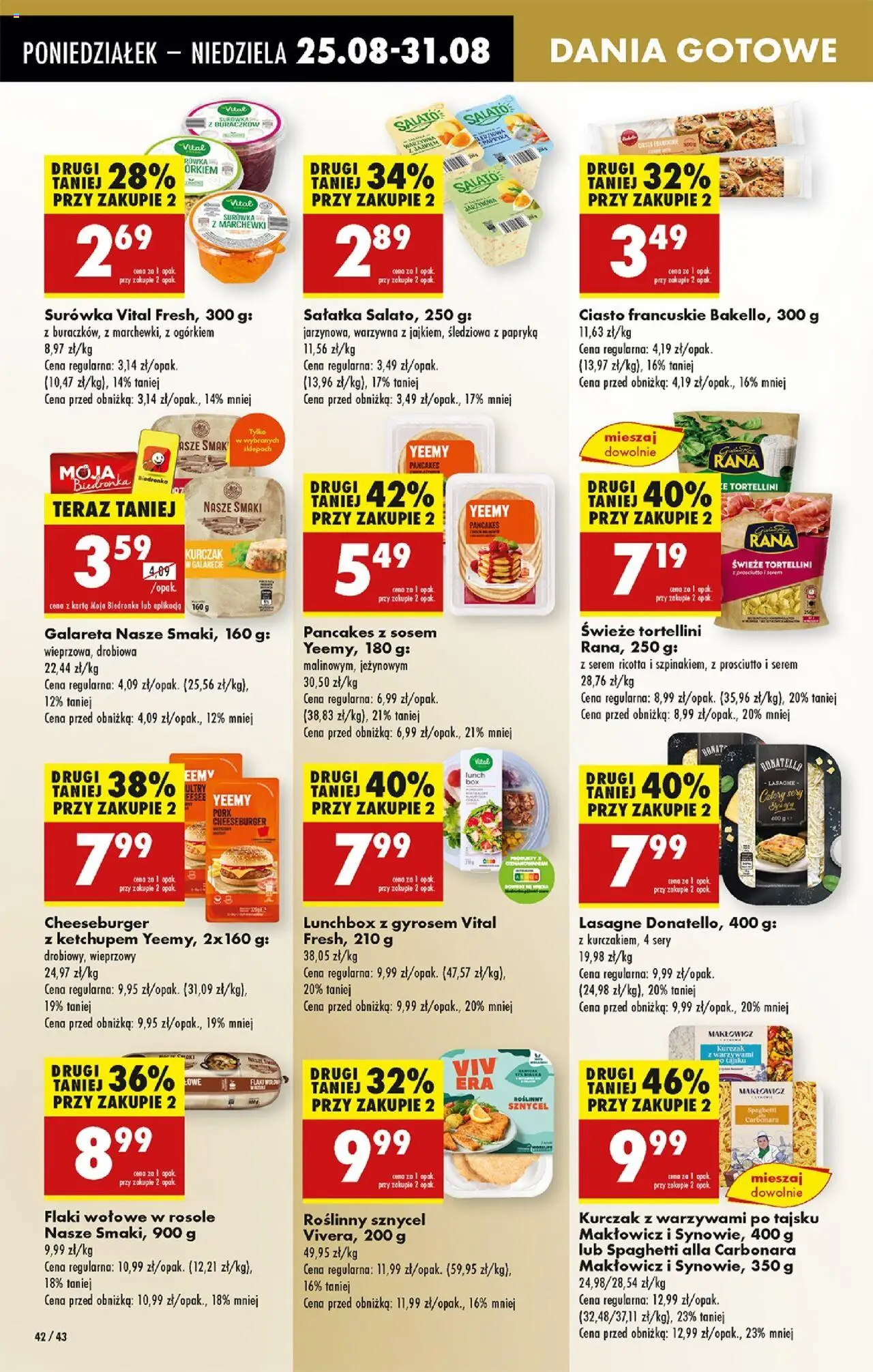 Biedronka gazetka od 25.08.2025 | Strona: 54 | Produkty: Ciasto francuskie, Cheeseburger, Pancakes, Dania gotowe