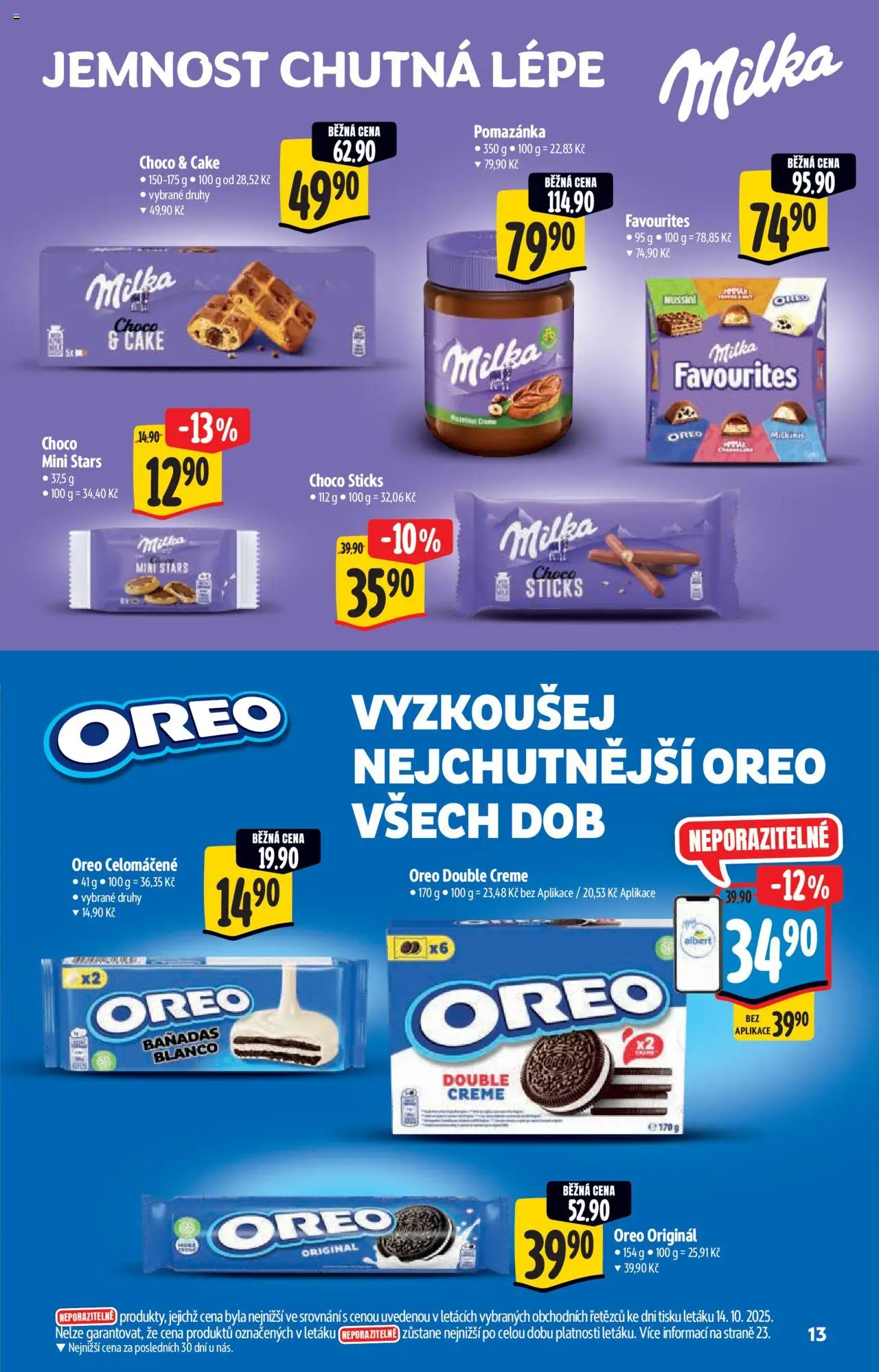 Albert katalog - Hypermarket od 22.10.2025 | Strana: 13 | Produkty: Milka, Pomazánka, Oreo