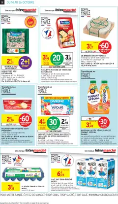 Intermarché - Prévisualisation de BOISSON LACTÉE PÊCHE/ABRICOT FORMAT SPÉCIAL DANAO, ou orange/banane/fraise ou orange/mangue ou fraise ou multivitaminée format spécial 2 x 900 ml - soit 1,8 l valide à partir de 14.10.2025 | Page: 32 | Produits: Abricot, Pêche, Fromage, Œufs