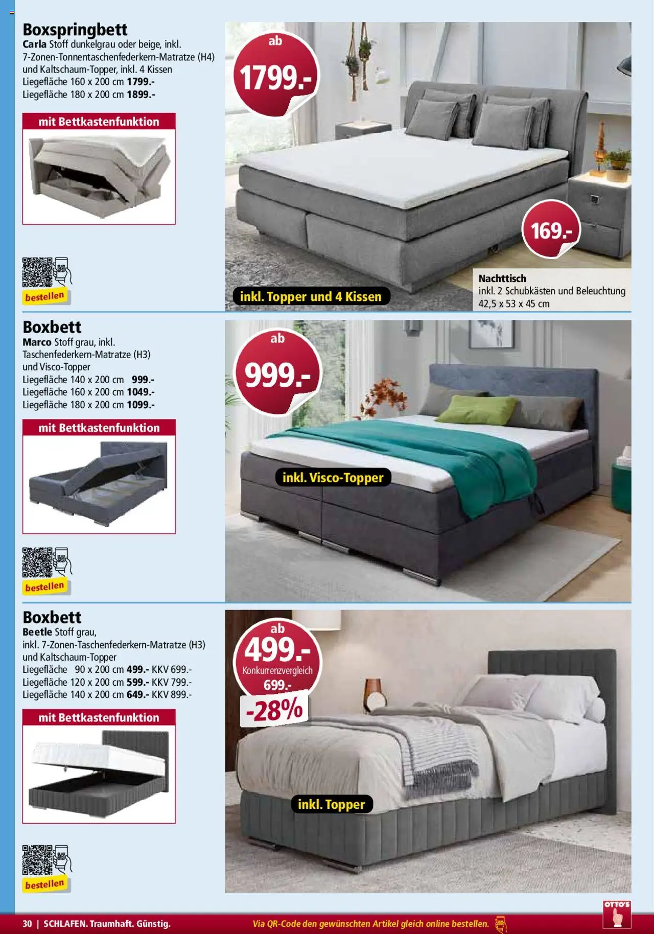 Otto's  Möbelflyer ab 01.07.2025 | Seite: 30 | Produkte: Kissen, Nachttisch, Topper, Boxspringbett