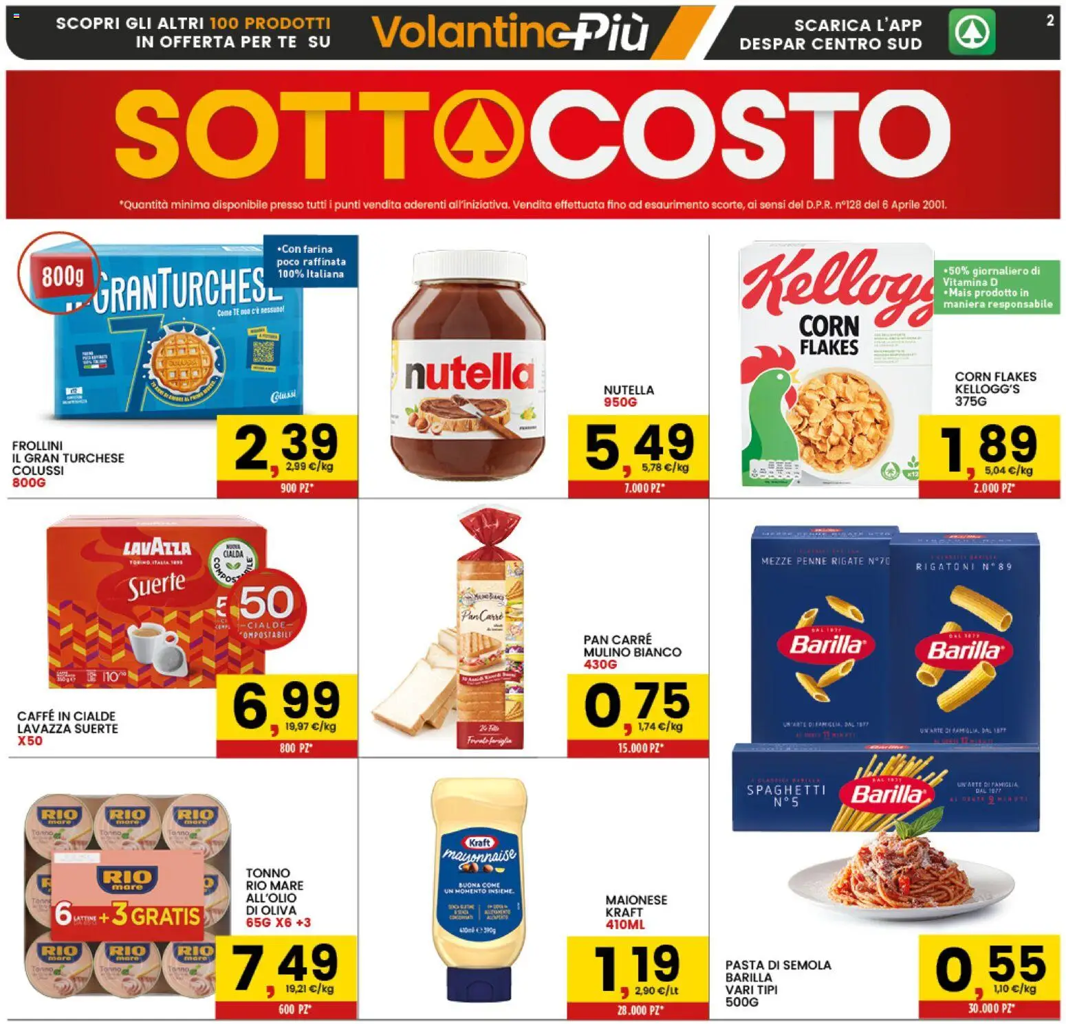 Volantino Interspar del 17.11.2025 | Pagina: 2 | Prodotti: Maionese, Pasta, Nutella, Caffè in cialde