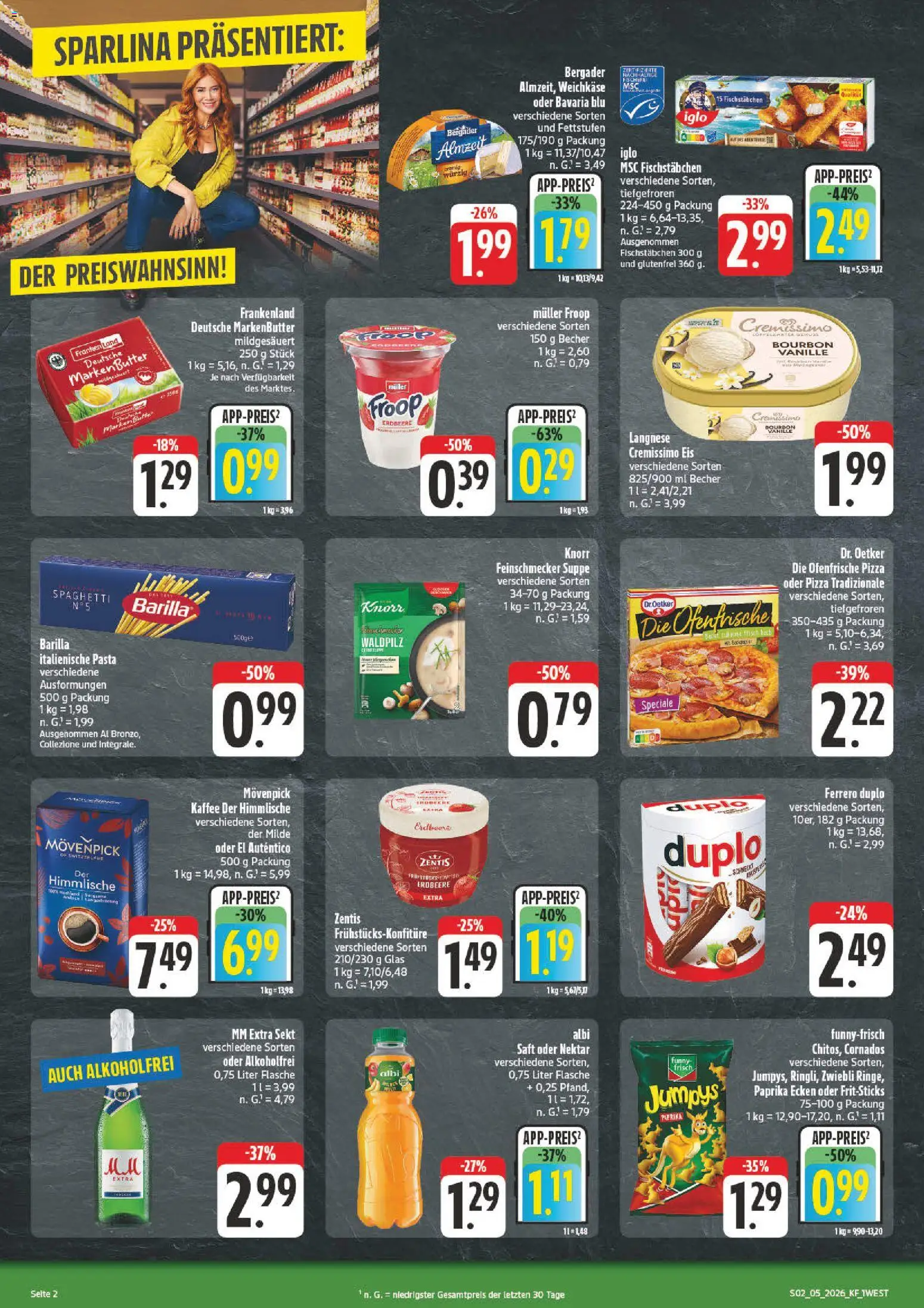 nah & gut Prospekt 	 – gültig ab 26.01.2026 | Seite: 2 | Produkte: Langnese, Cremissimo, Ferrero duplo, Pizza