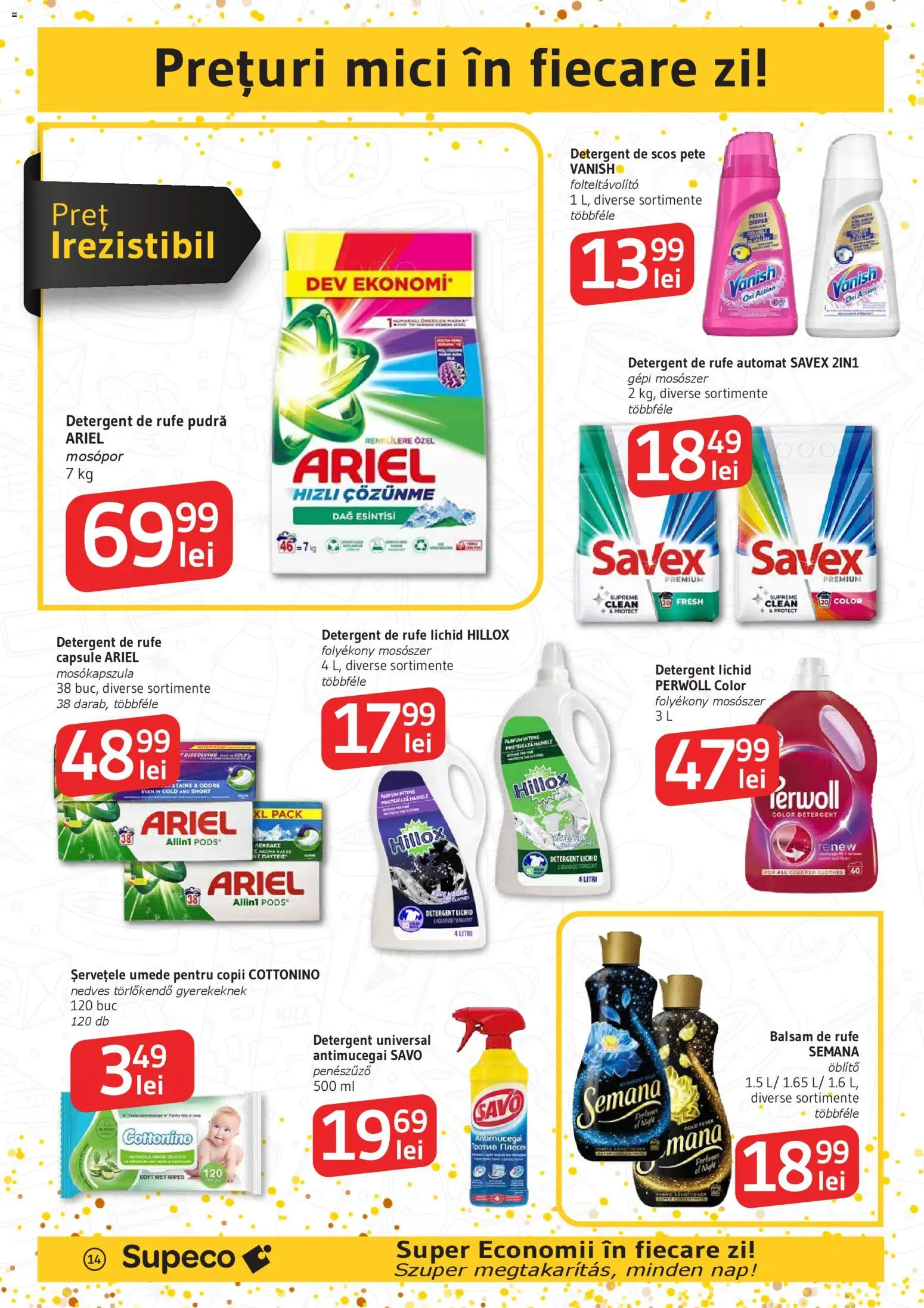 Noul catalog Supeco – valabil de la 27.12.2025 | Pagină: 14 | Produse: Parfum, Detergent, Balsam de rufe, Çelik Mama ve Su Kabı
