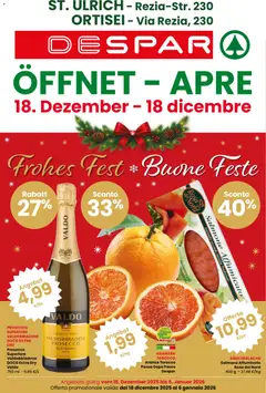 Anteprima del volantino Despar Nuova Apertura Ortisei catalogo valido a partire dal 18.12.2025