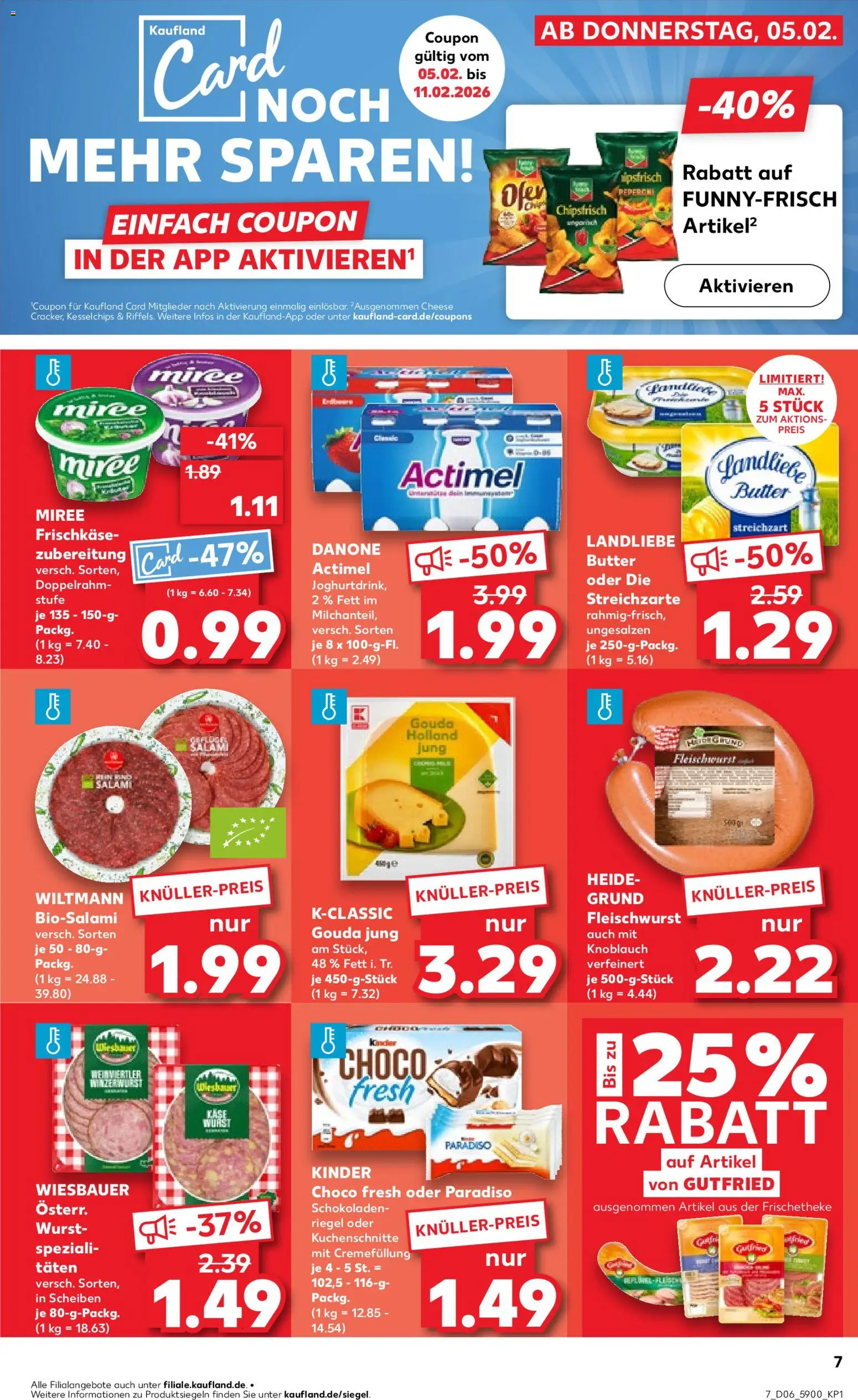 Kaufland Prospekt 	 – gültig ab 05.02.2026 | Seite: 7 | Produkte: Actimel, Butter, Landliebe butter, Knoblauch