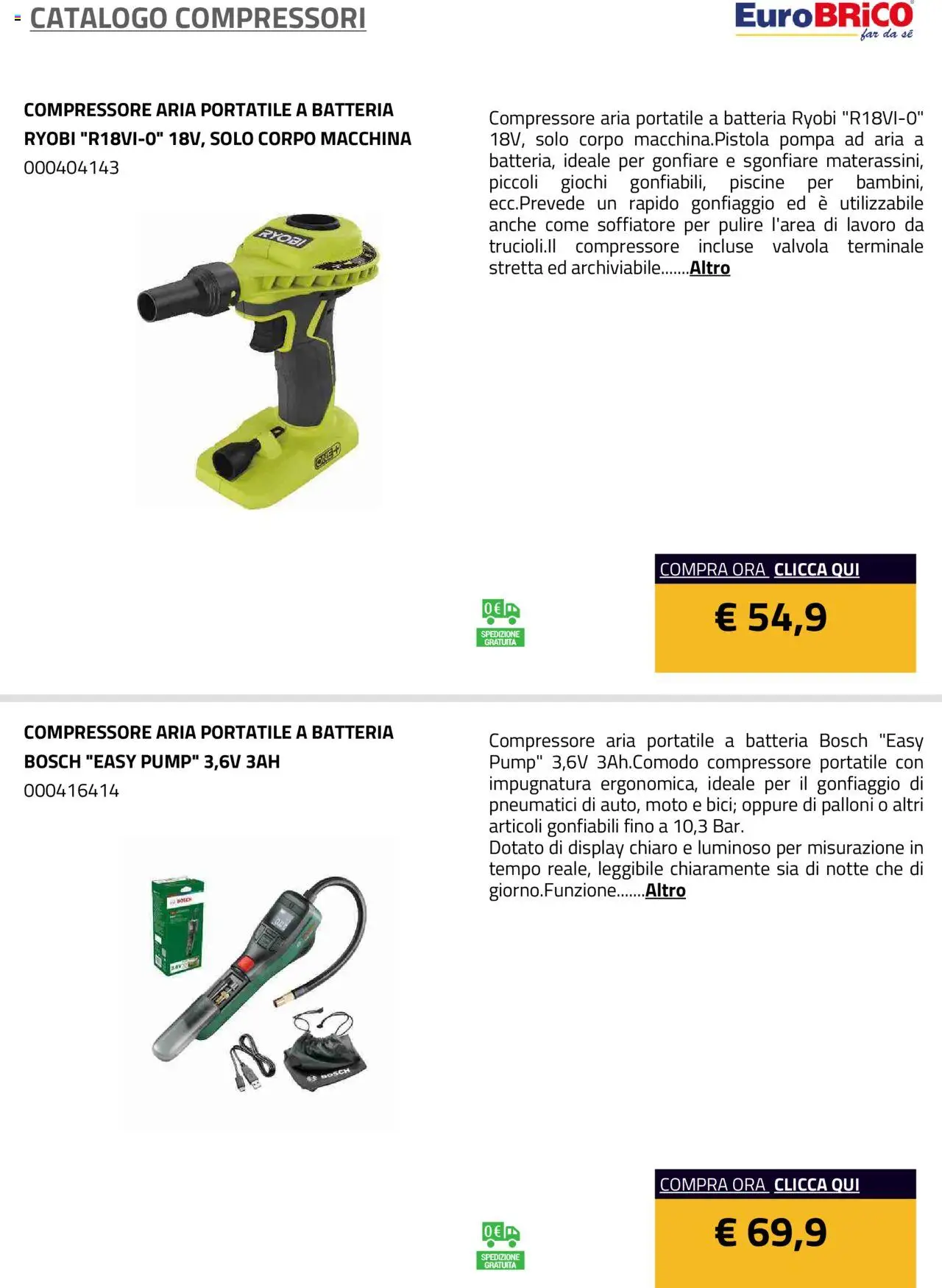 Volantino Eurobrico del 23.07.2025 | Pagina: 13 | Prodotti: Compressore, Batteria