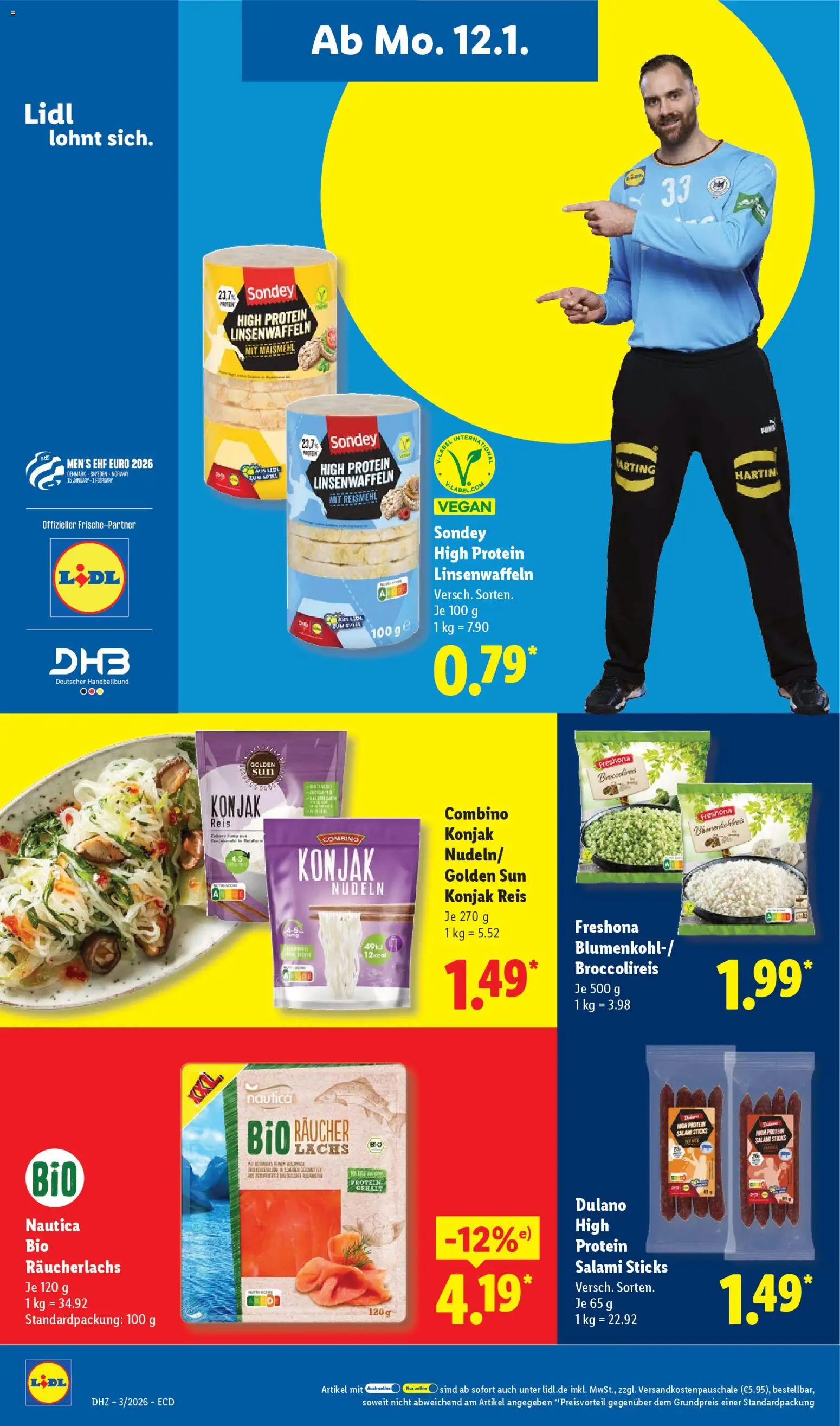 Lidl - Prospekt – gültig ab 12.01.2026 | Seite: 16 | Produkte: Spiel, Räucherlachs, Salami, Nudeln