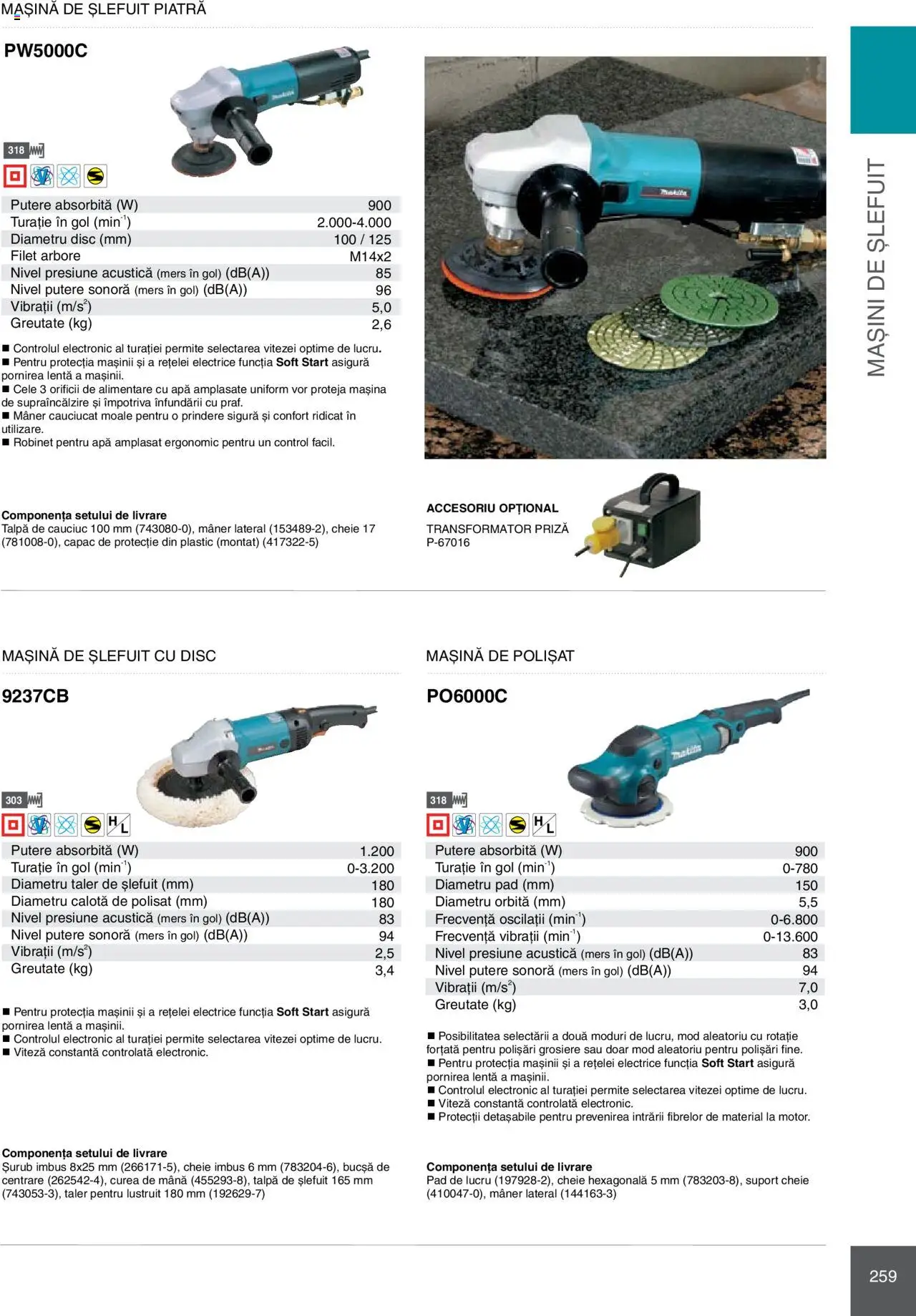 Noul catalog Makita – valabil de la 08.01.2025 | Pagină: 259 | Produse: Disc, Mâner, Priză, Apă