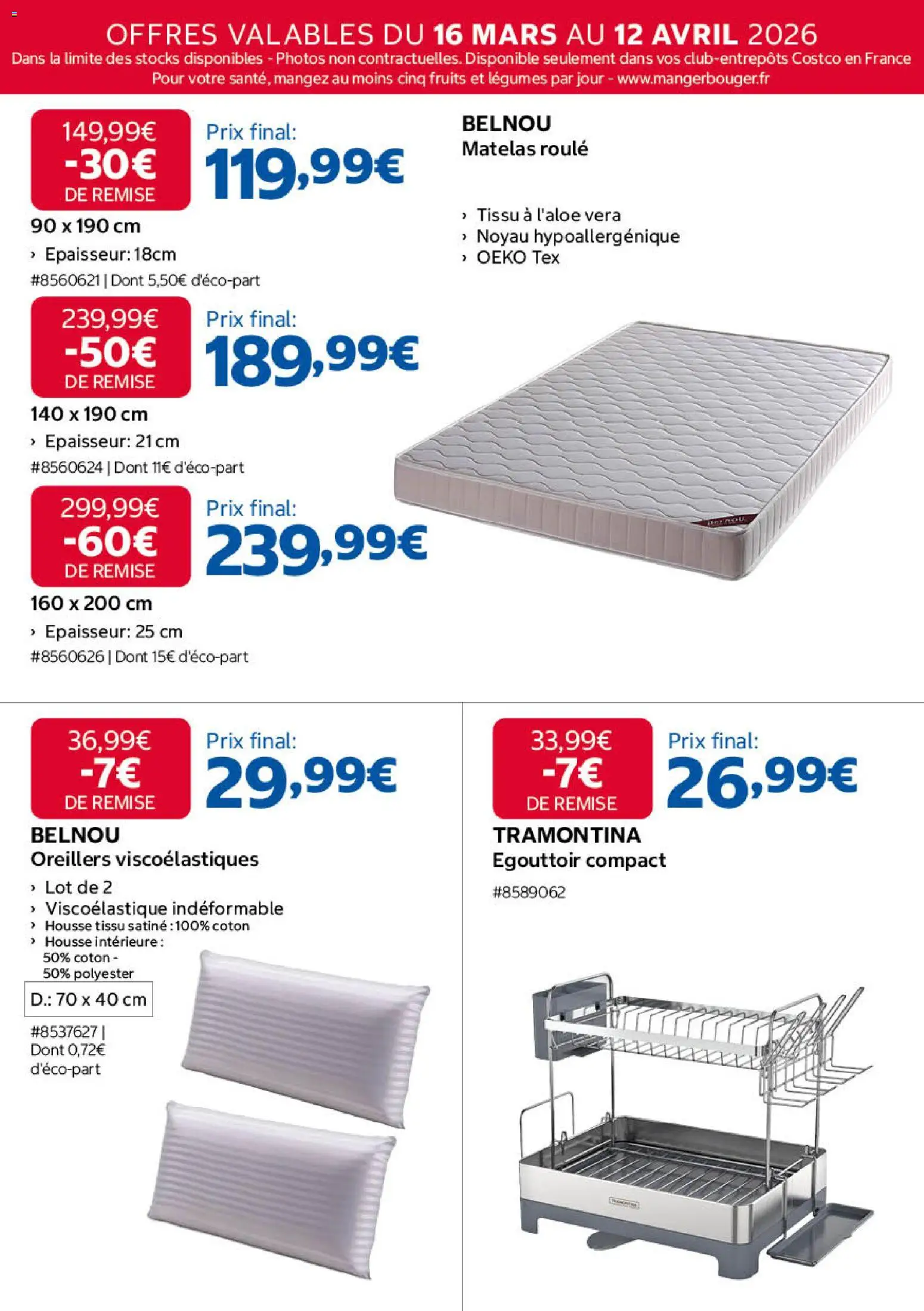 {H1} | Page: 12 | Produits: Égouttoir, Coton, Matelas