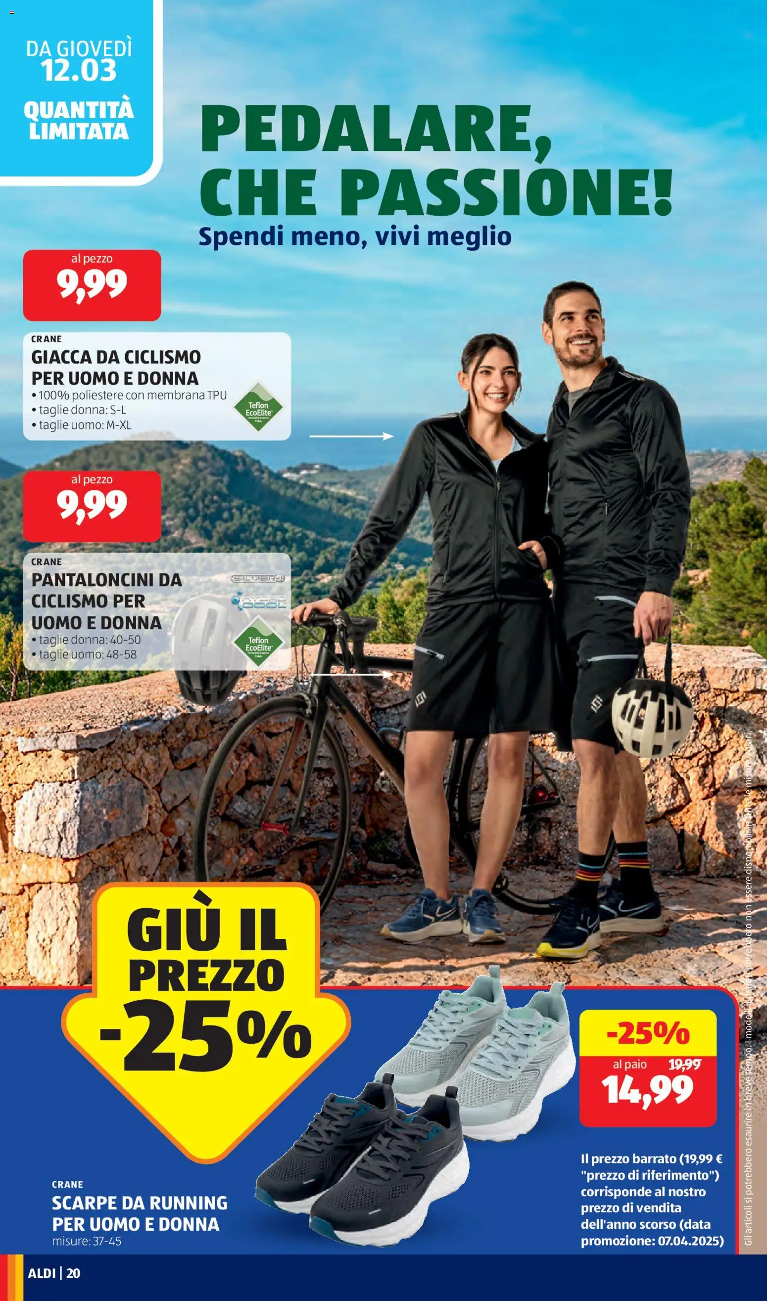 Volantino Aldi del 09.03.2026 | Pagina: 20 | Prodotti: Giacca, Pantaloncini, Scarpe, Data