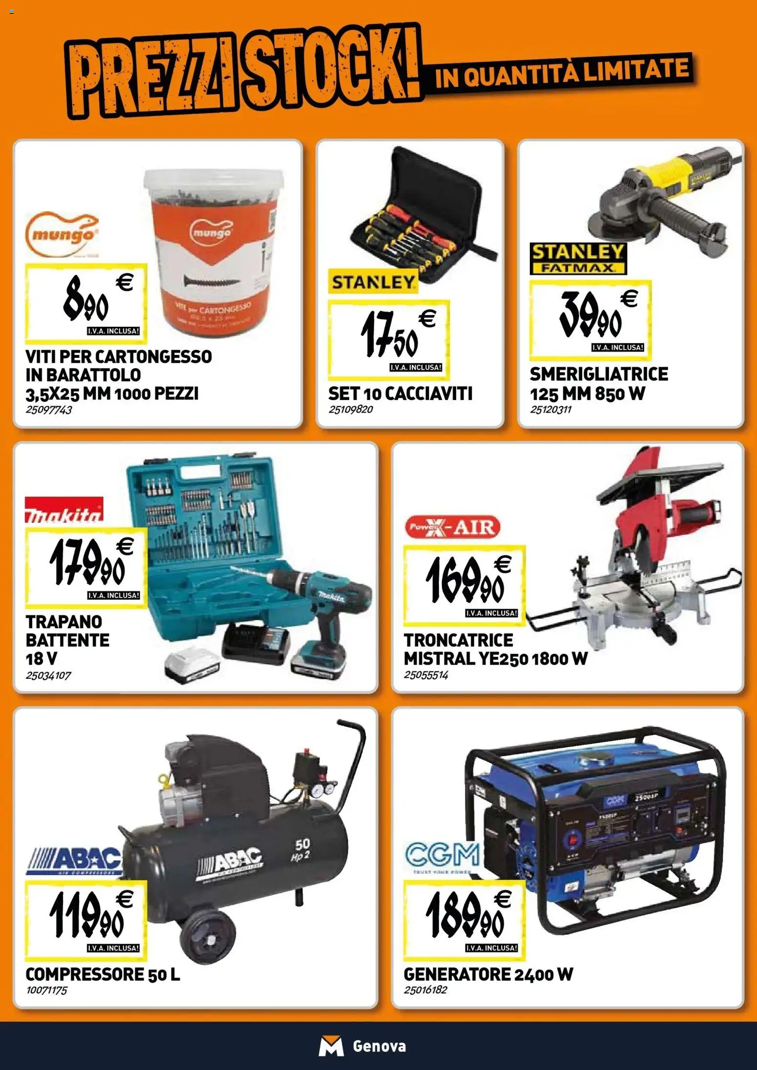 Volantino TECNOMAT del 22.01.2026 | Pagina: 17 | Prodotti: Compressore, Trapano, Generatore, Smerigliatrice