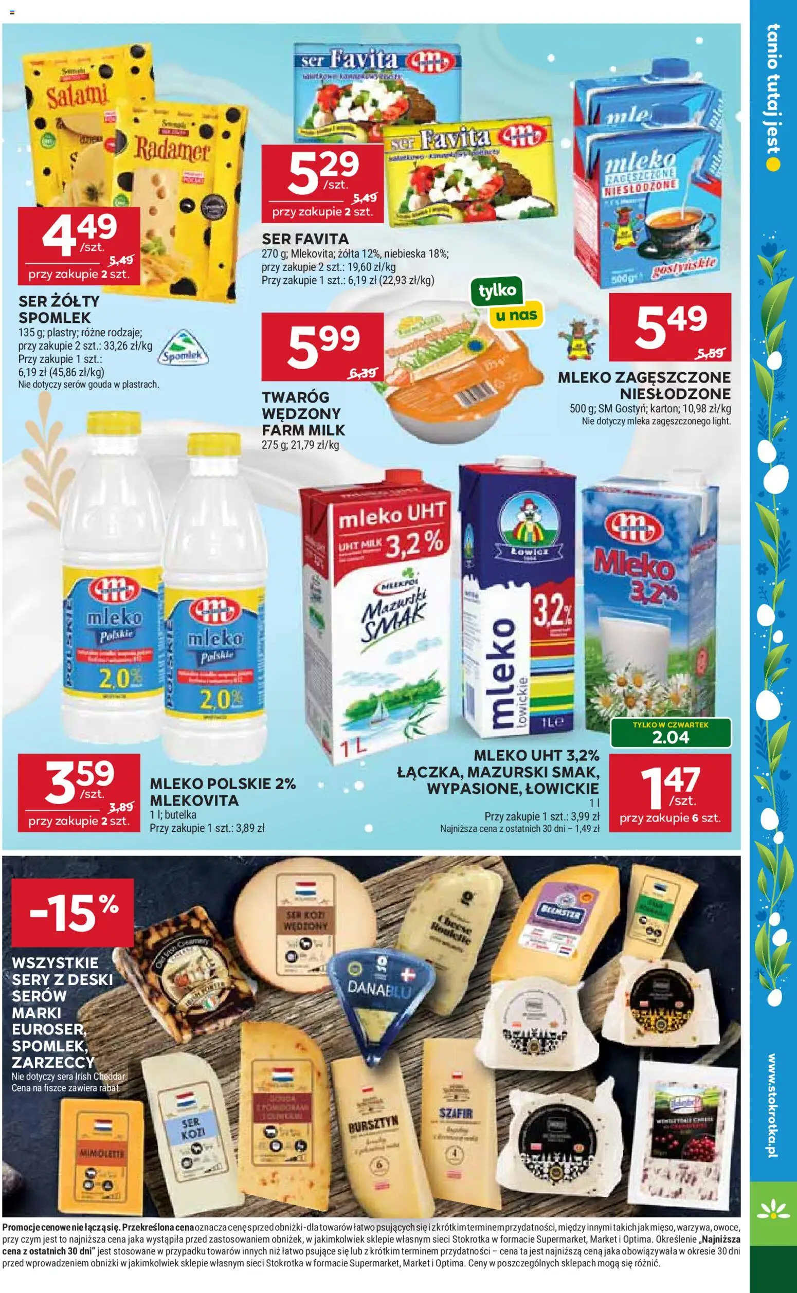 Stokrotka gazetka od 02.04.2026 | Strona: 20 | Produkty: Ser favita, Mleko, Twaróg, Cheddar