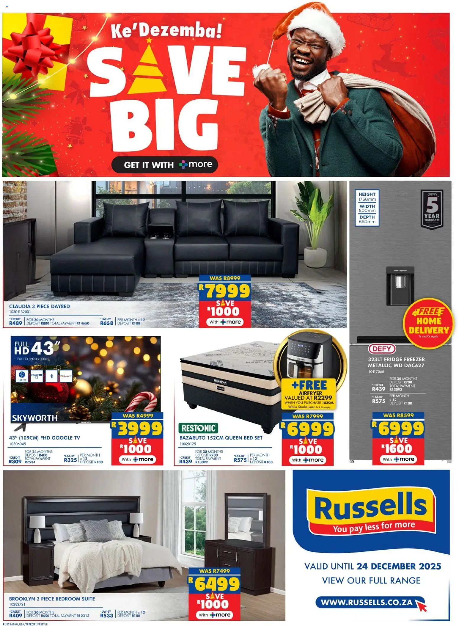 New Russells catalogue – valid from 02.12.2025 | Page: 1 | Products: Freezer, Queen bed, Bed, TV