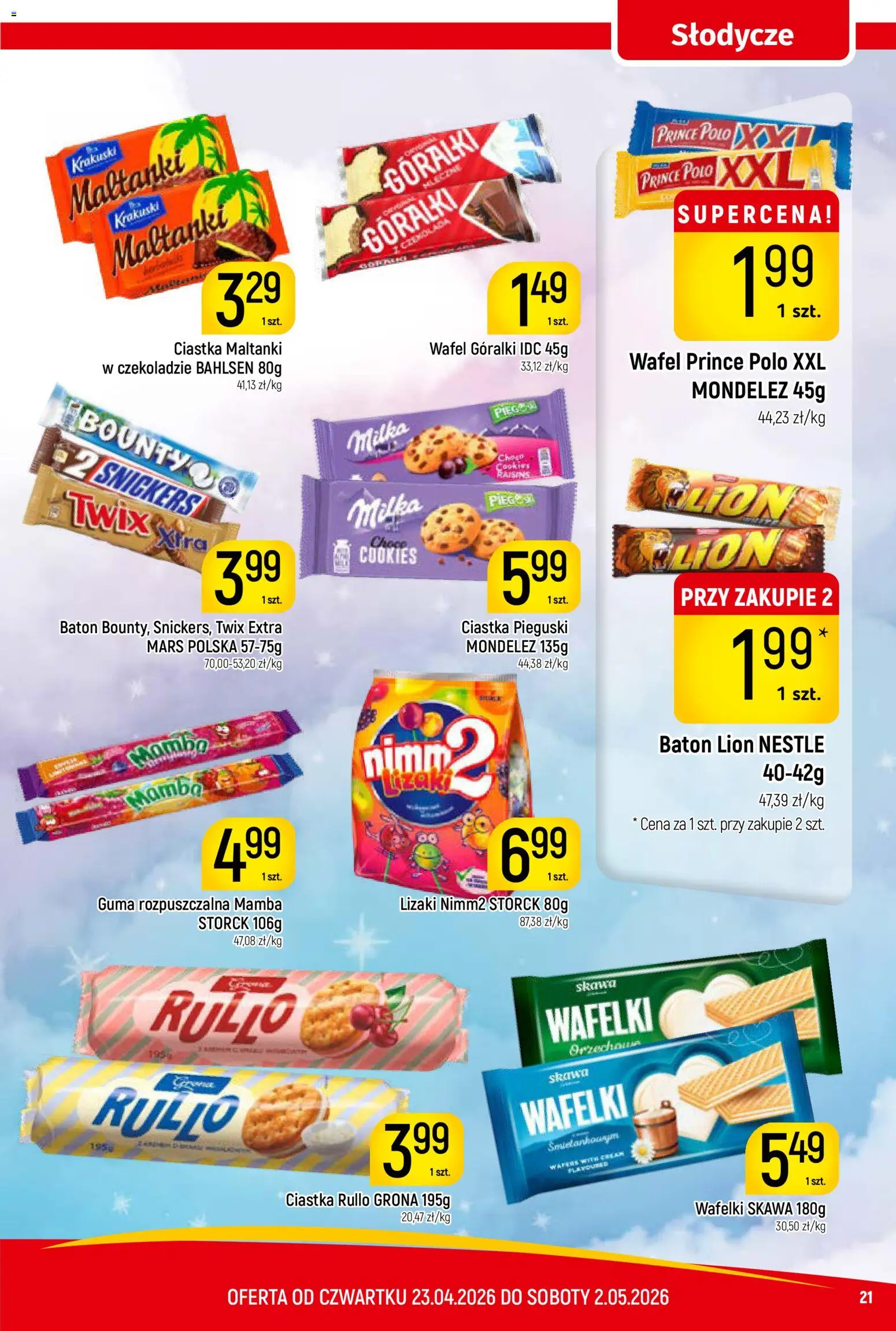 Piotruś Pan gazetka od 23.04.2026 | Strona: 21 | Produkty: Milka, Baton, Wafelki, Ciastka
