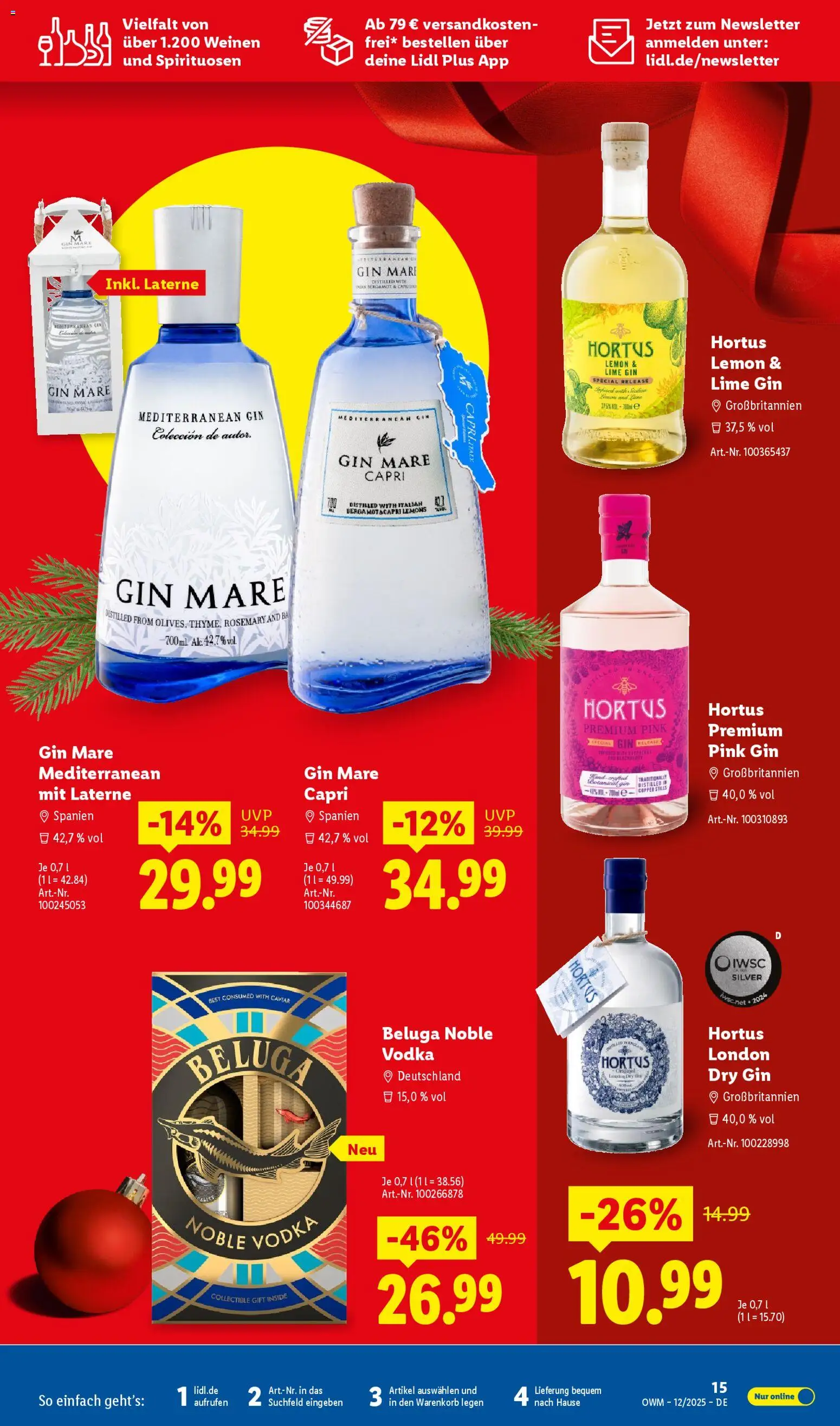 Lidl - Prospekt – gültig ab 01.12.2025 | Seite: 15 | Produkte: Vodka, Gin