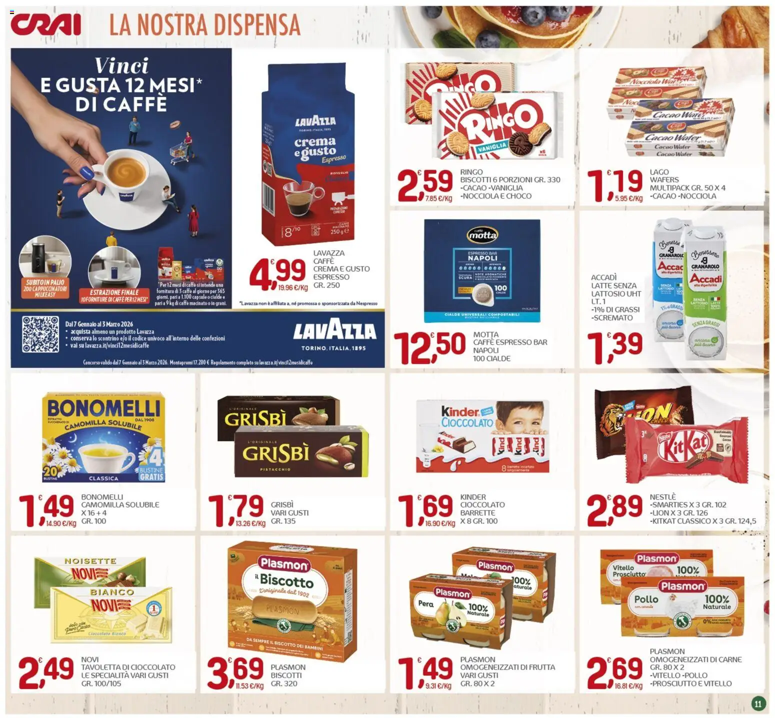 Volantino CRAI del 19.02.2026 | Pagina: 11 | Prodotti: Crema, Biscotti, Cacao, Macinato