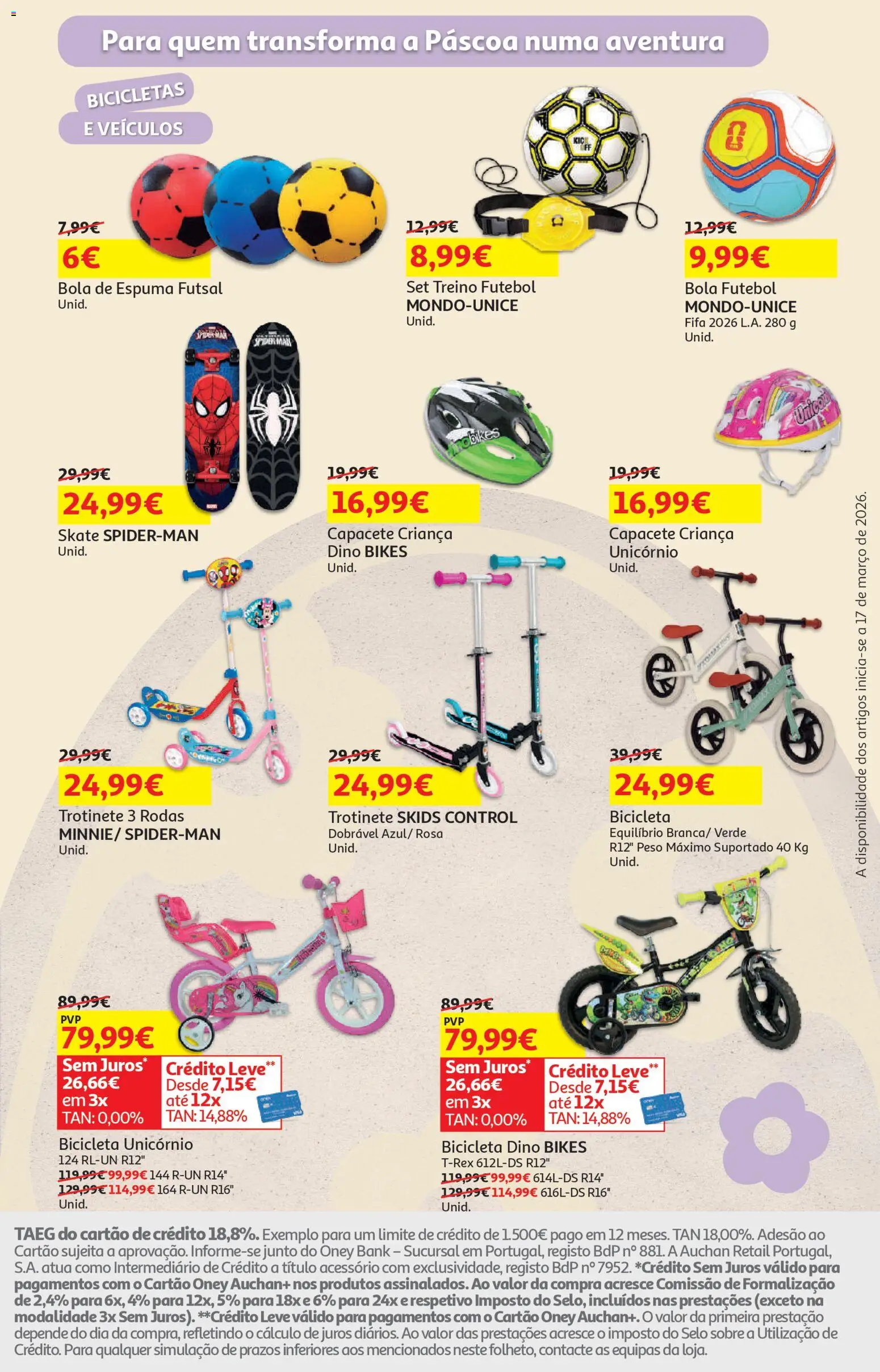 Auchan - Páscoa │ válido de 13.03.2026 | Página: 13 | Produtos: Skate, Bicicleta, Trotinete, Capacete