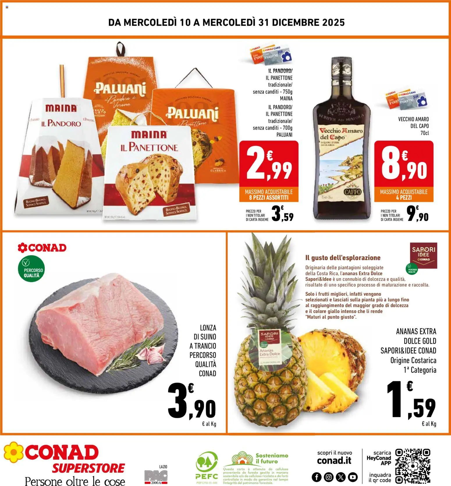 Volantino Conad del 10.12.2025 | Pagina: 32 | Prodotti: Suino, Pandoro, Panettone, Amaro