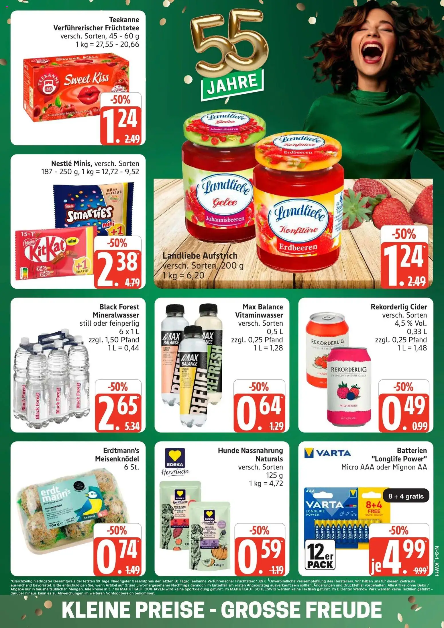 Marktkauf Prospekt Cuxhaven – gültig ab 09.03.2026 | Seite: 3 | Produkte: Batterien, Smarties, Mineralwasser, Erdbeeren