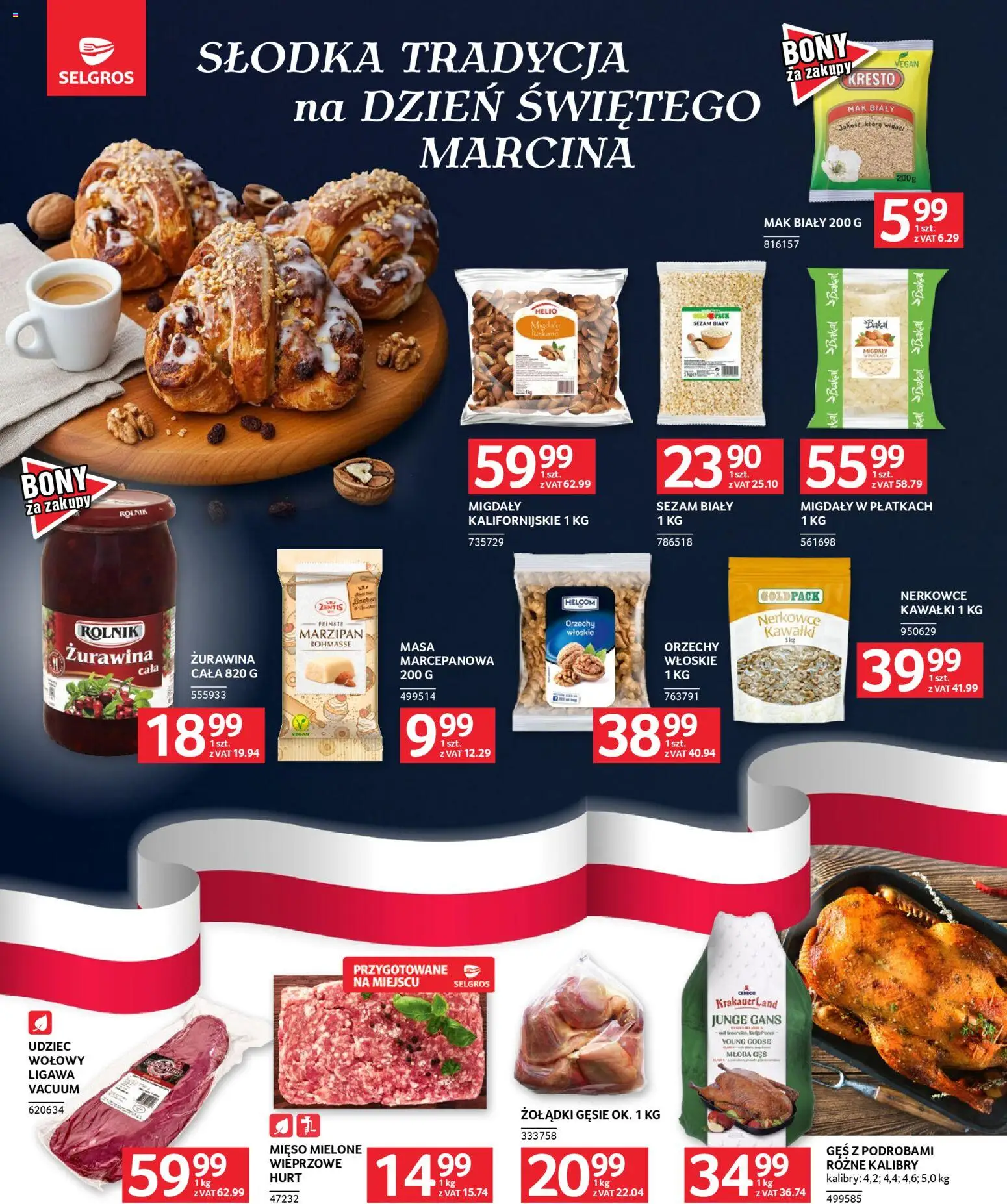 Selgros cash&carry Gazetka - Oferta dla gastronomii od 06.11.2025 | Strona: 8 | Produkty: Mięso, Żurawina, Orzechy, Migdały w płatkach