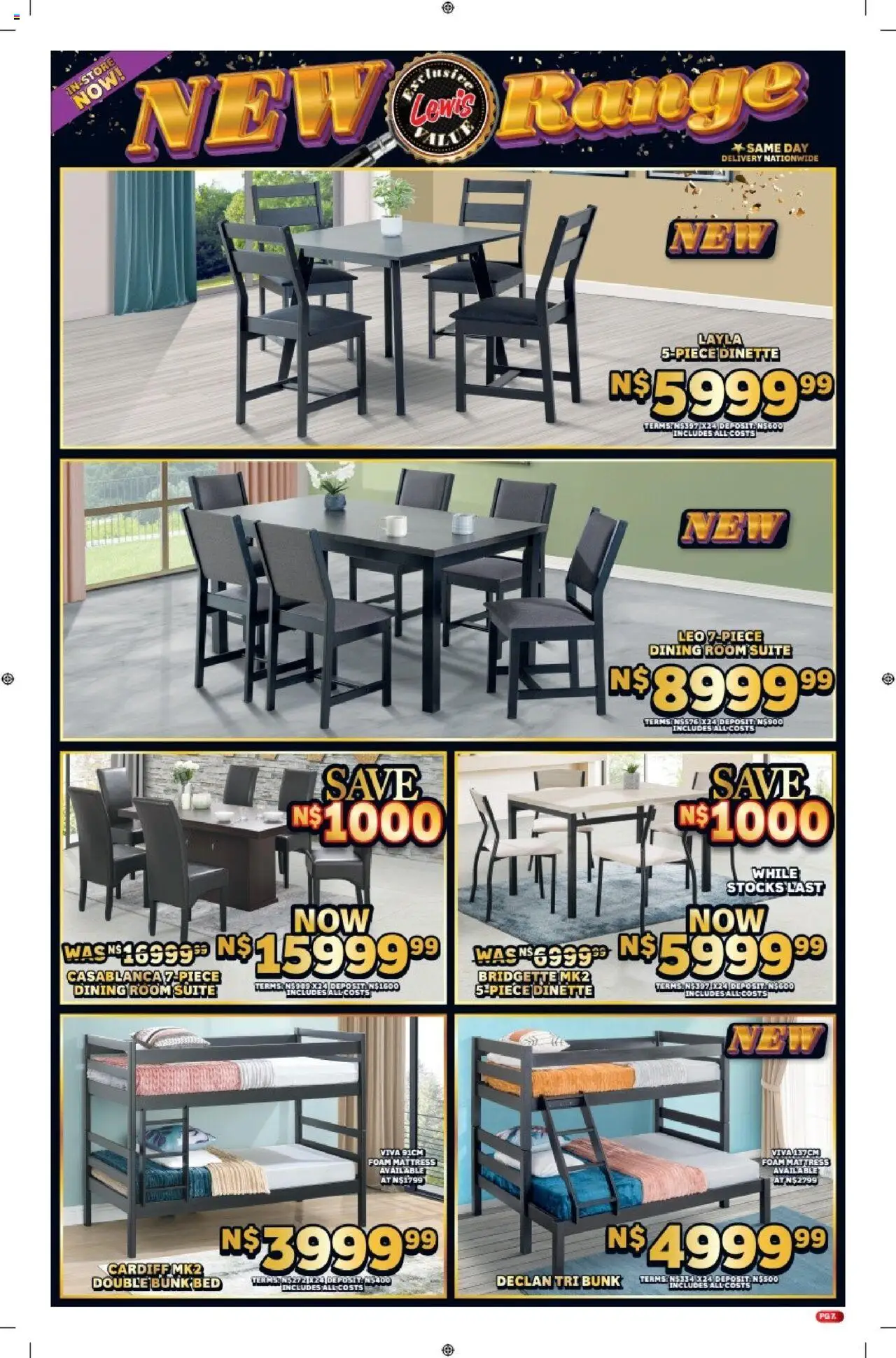 Lewis Stores - Namibia Brochure │ valid from 11.08.2025 | Page: 7 | Products: Bed, Mattress, Dining room suite, Double bunk