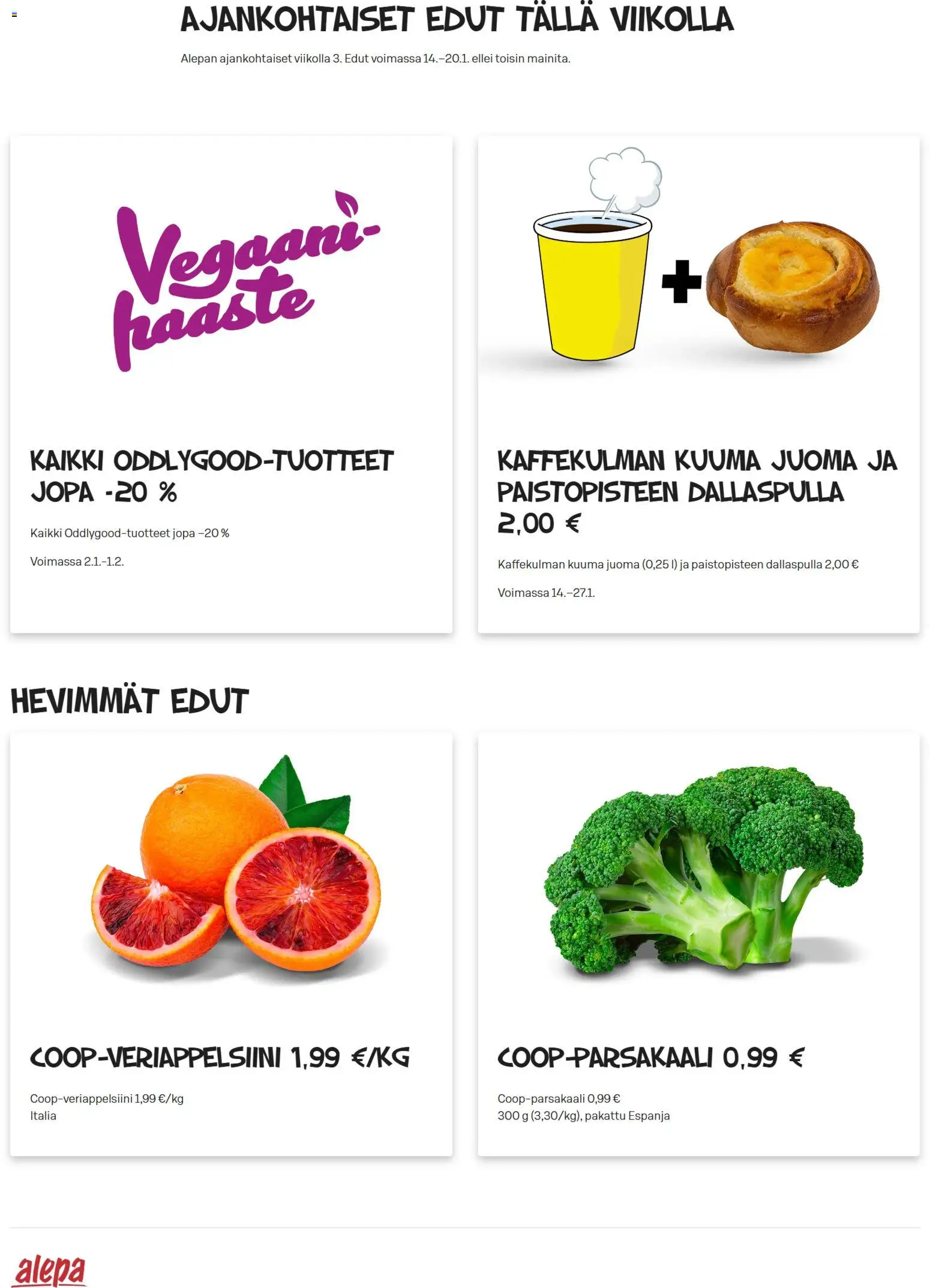 Alepa tarjoukset – voimassa 14.01.2026 alkaen | Sivu: 1