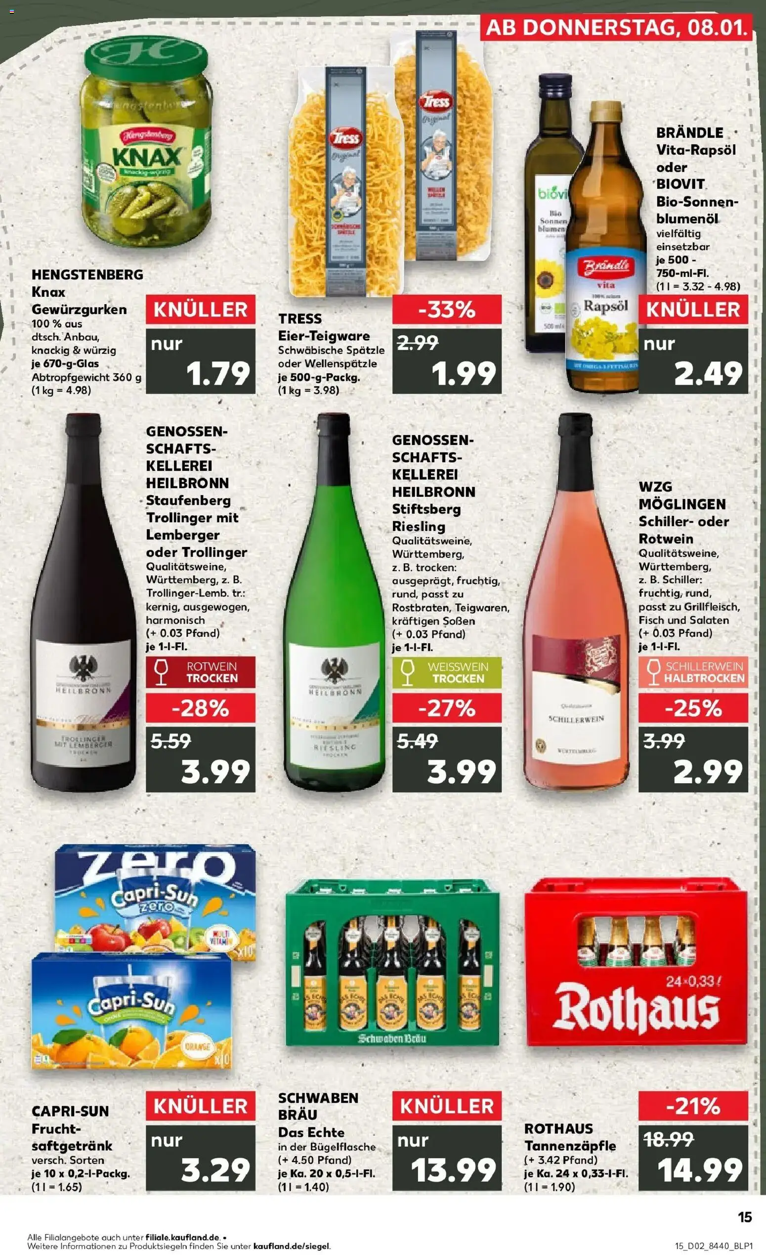 Kaufland prospekt Aalen	 – gültig ab 08.01.2026 | Seite: 15 | Produkte: Rapsöl, Blumen, Fisch, Pasta