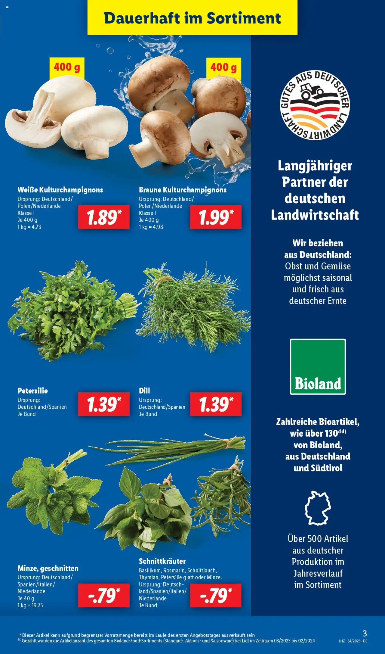Lidl Prospekt Brakel 	 - gültig ab dem 18.08.2025 | Seite: 3 | Produkte: Gemüse, Obst, Petersilie