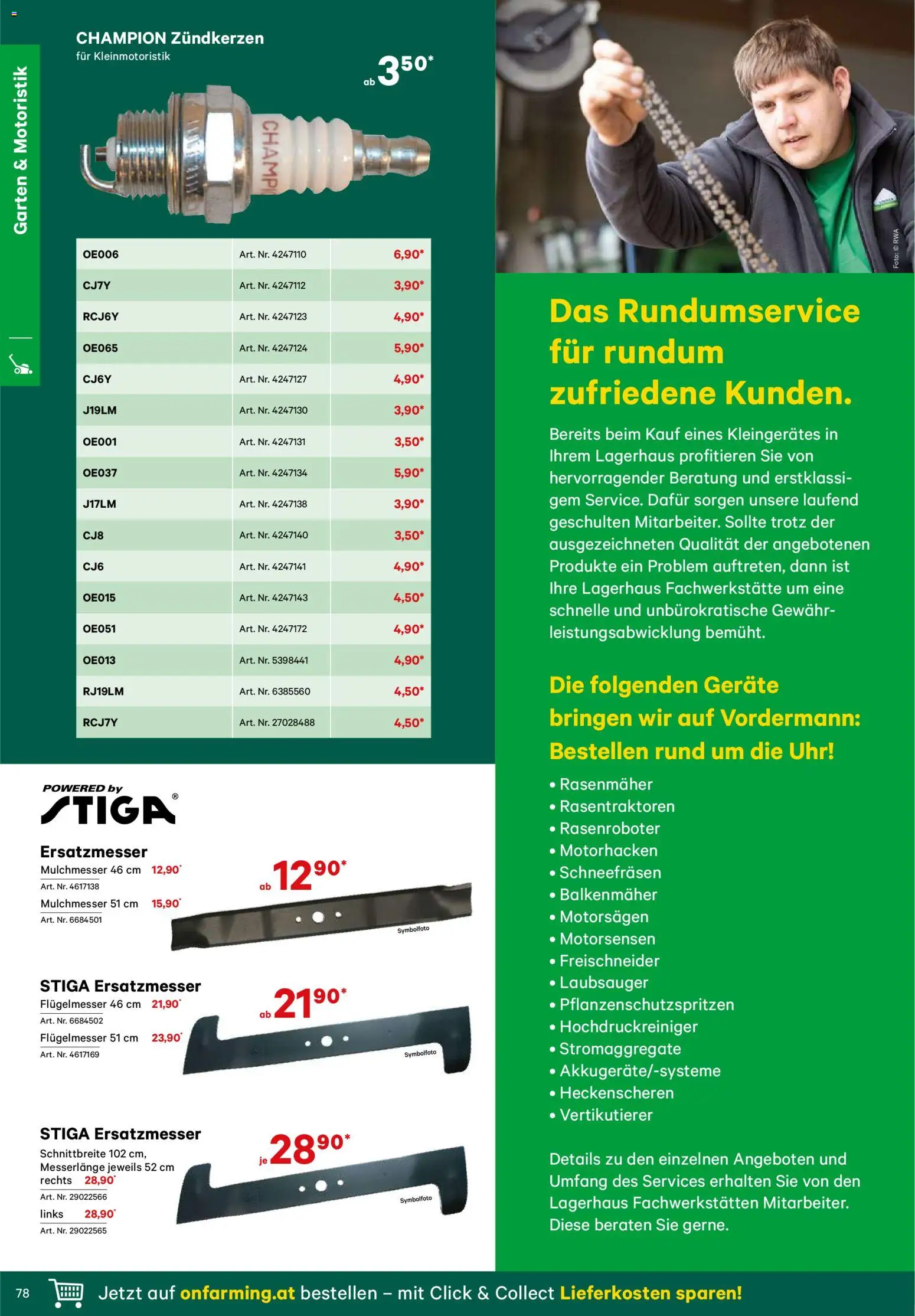 Lagerhaus Verschleißteile & Zubehör gültig ab 01.01.2026 | Seite: 78 | Produkte: Uhr, Rasenmäher