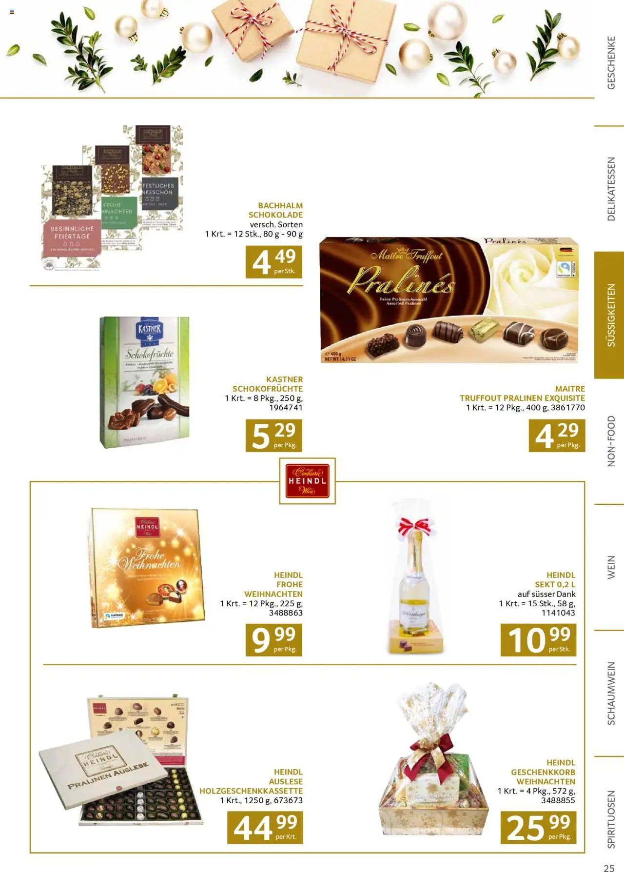 Transgourmet Weihnachtskatalog 2025 gültig ab 13.10.2025 | Seite: 25 | Produkte: Süßigkeiten, Schokolade, Wein