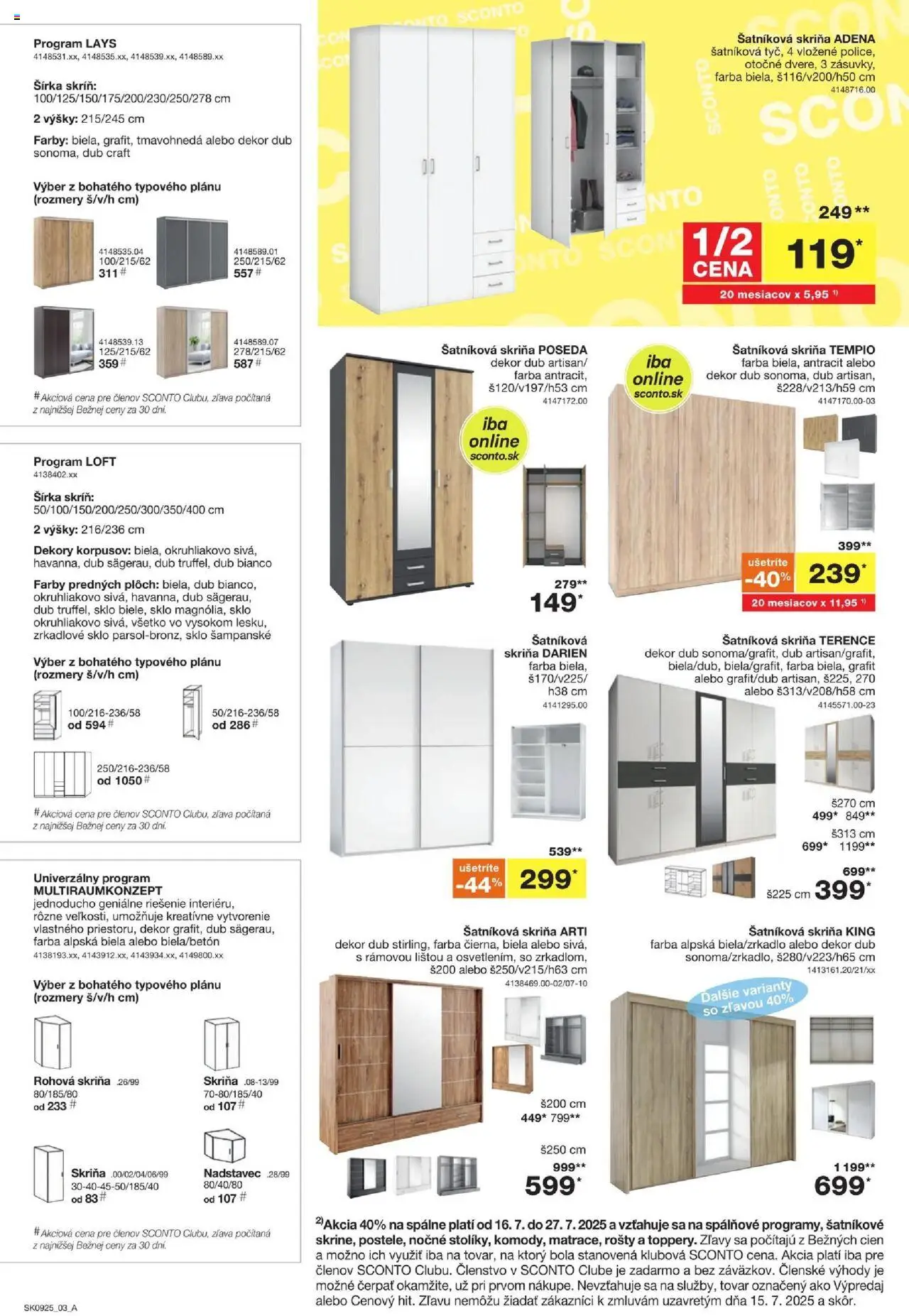 Sconto nábytok leták │ platný od 16.07.2025 | Strana: 3 | Produkty: Šatníková skriňa, Skriňa, Rohová skriňa, Šampanské