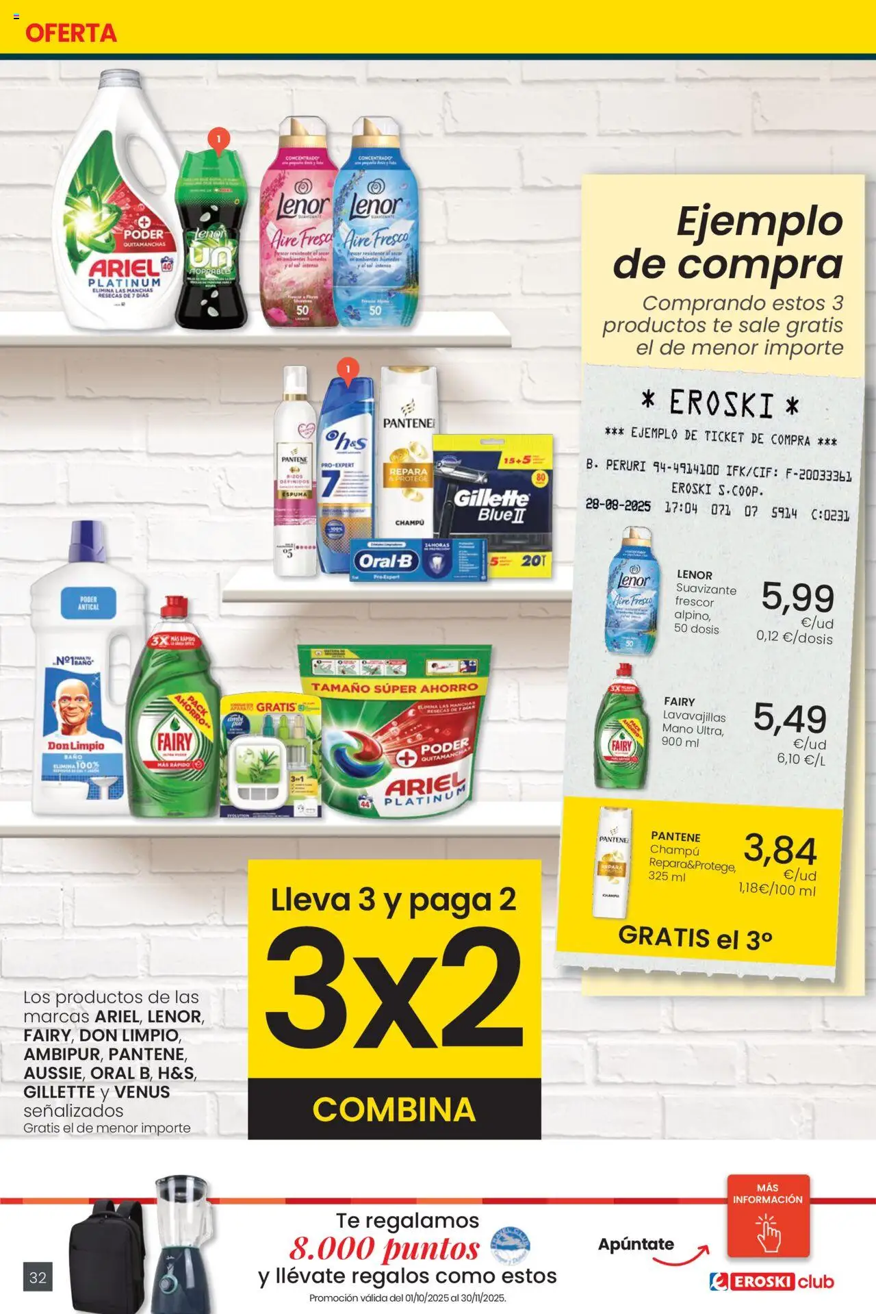 Eroski - Precio más bajo  │ válido desde el 02.10.2025 | Página: 32 | Productos: Quitamanchas, Té, Lavavajillas, Baño