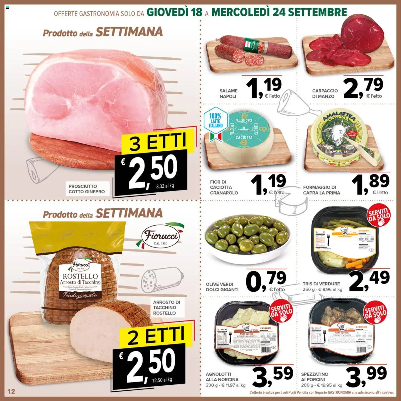 Volantino Todis del 18.09.2025 | Pagina: 12 | Prodotti: Arrosto, Tacchino, Latte, Olive