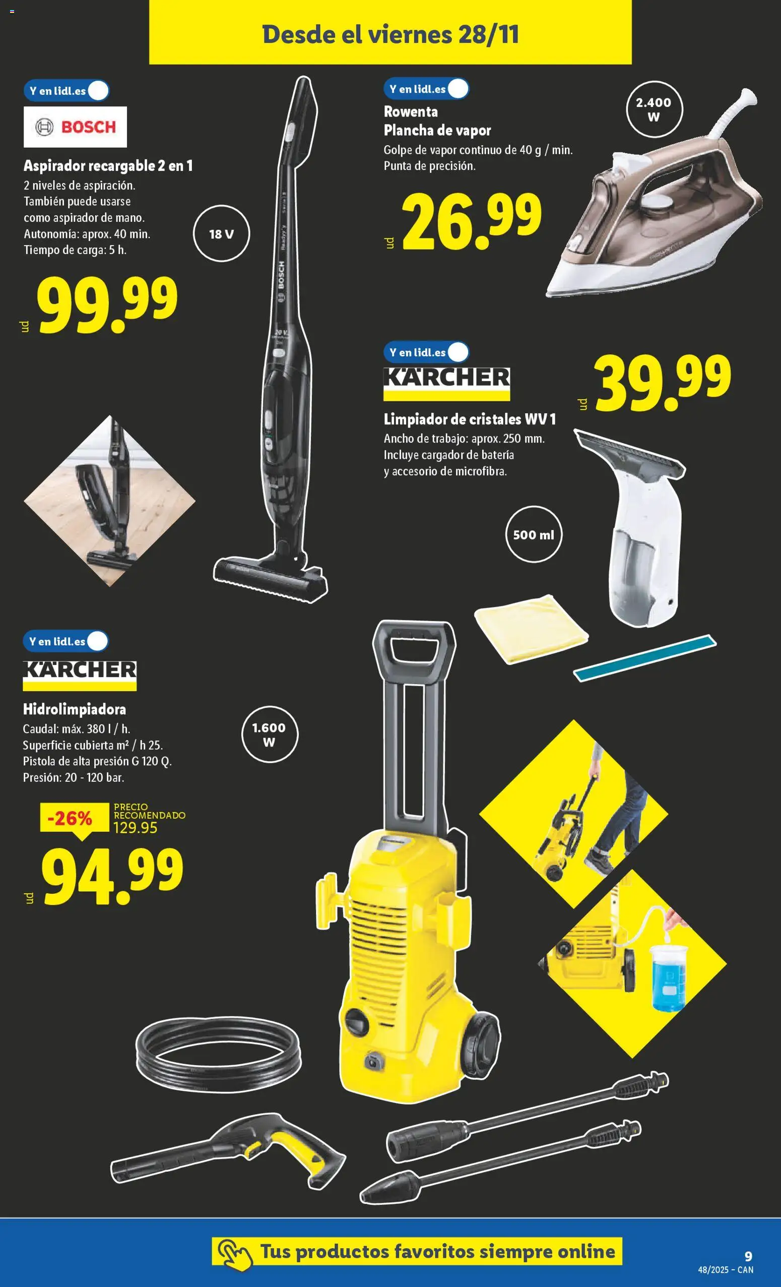 Lidl - Black Friday Canarias │ válido desde el 24.11.2025 | Página: 17 | Productos: Hidrolimpiadora, Plancha, Aspirador, Batería