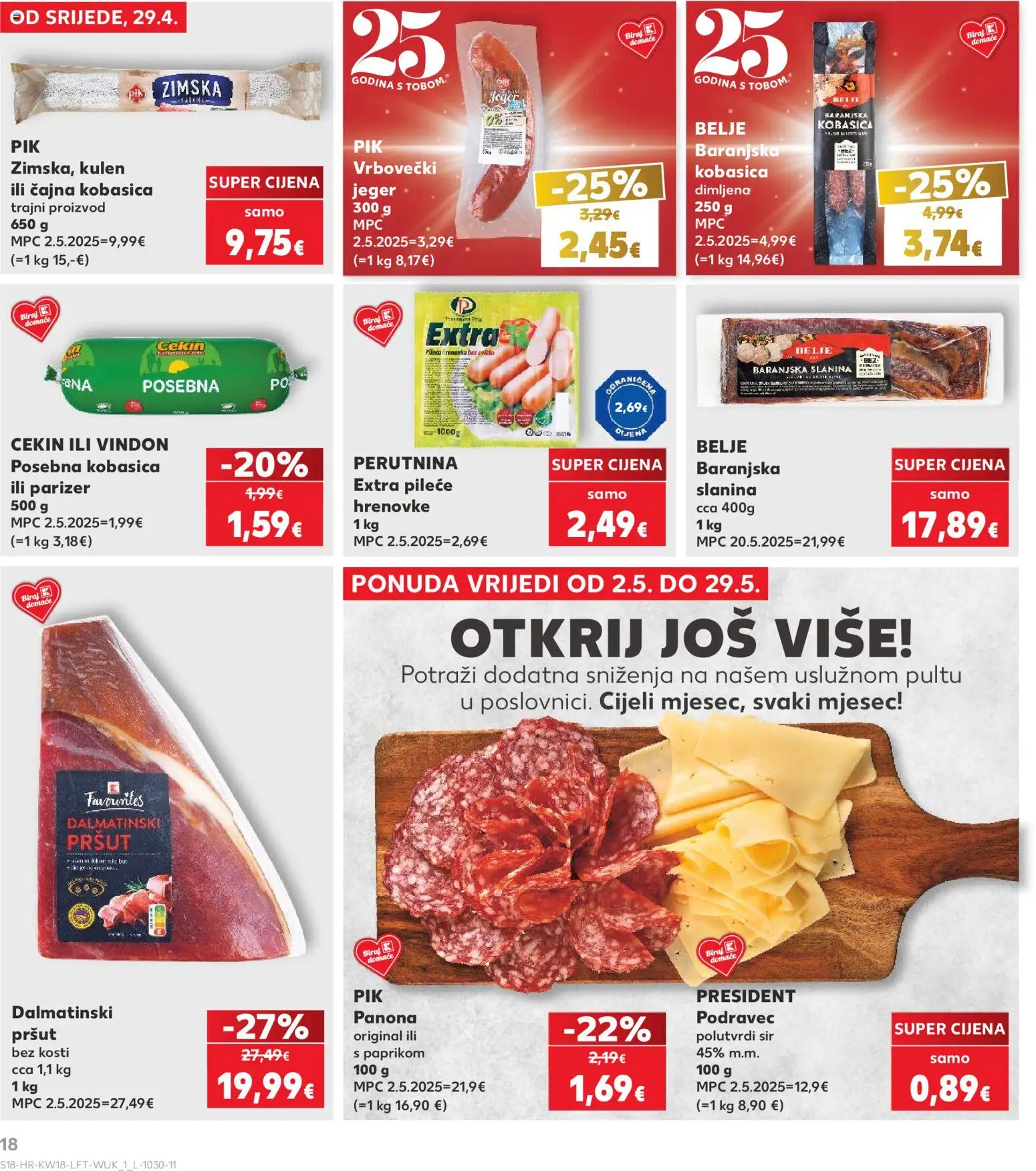 Kaufland katalog | vrijedi od 29.04.2026 | Stranica: 18 | Proizvodi: Sir, Hrenovke, Slanina, Kulen