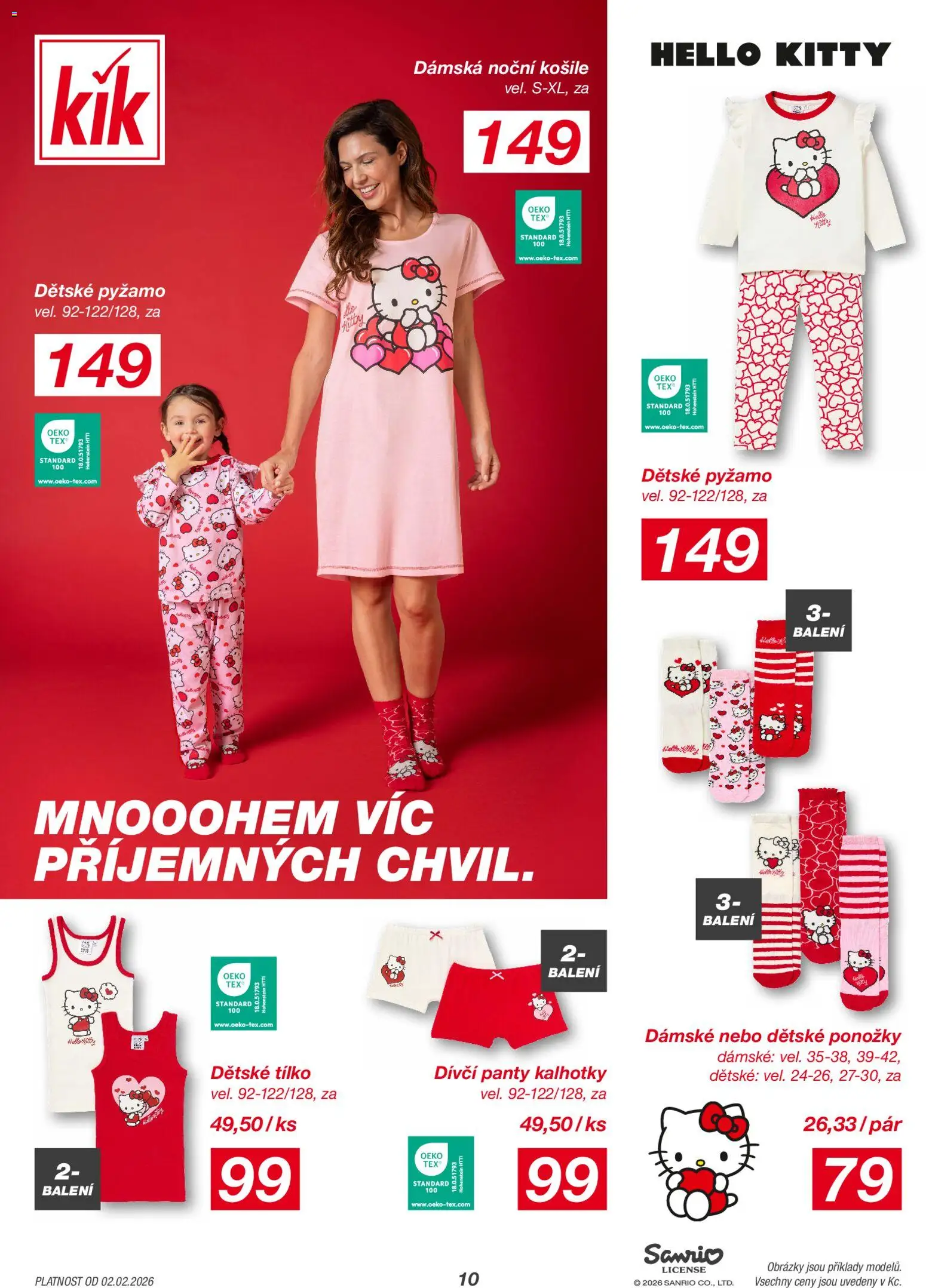 Kik leták od 02.02.2026 | Strana: 10 | Produkty: Tílko, Košile, Ponožky, Dětské pyžamo