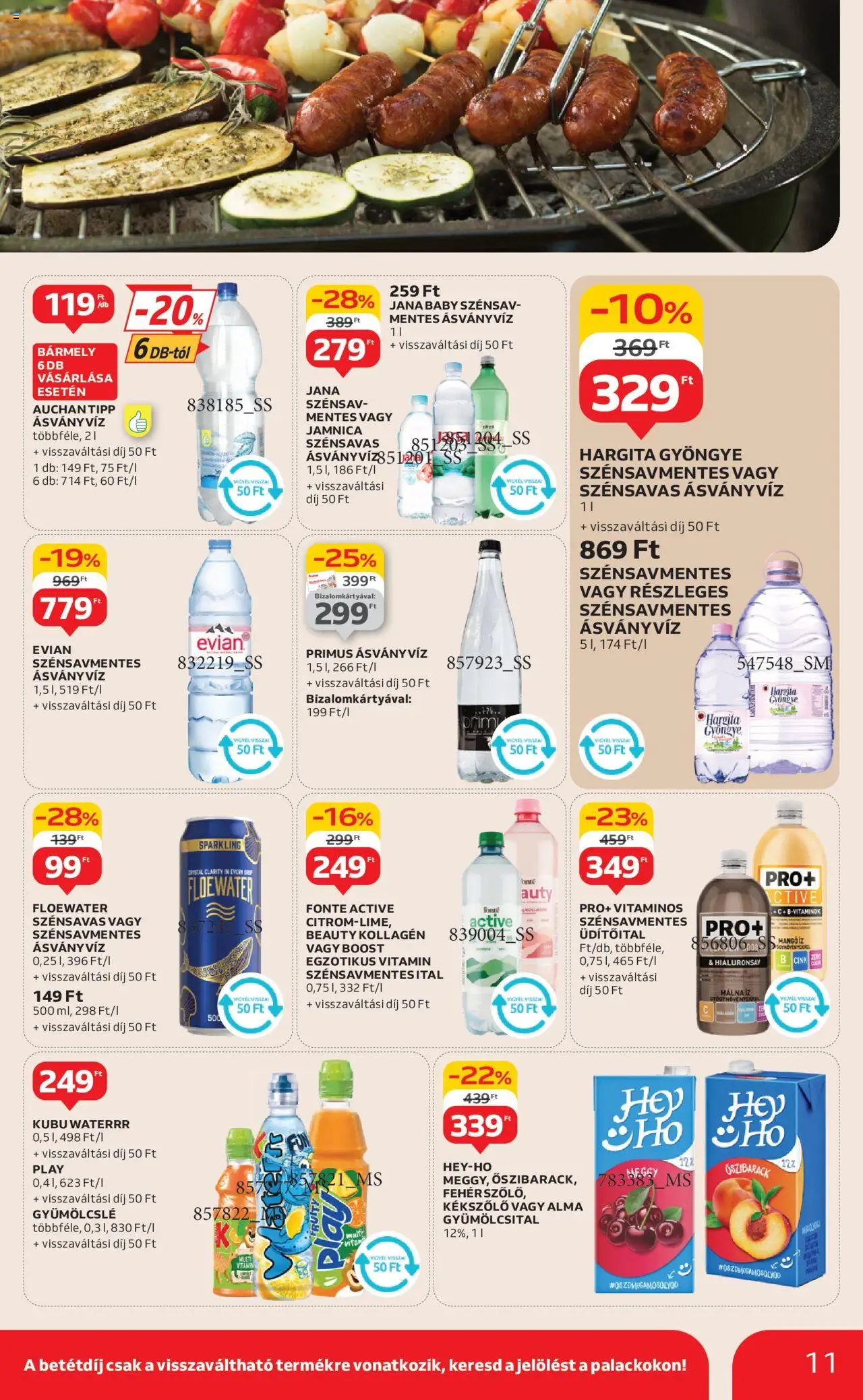 Auchan akciós ujság - amely érvényes a következő dátumtól: 12.06.2025 | Oldal: 11 | Termékek: Málna, Gyümölcsital, Ásványvíz, Alma