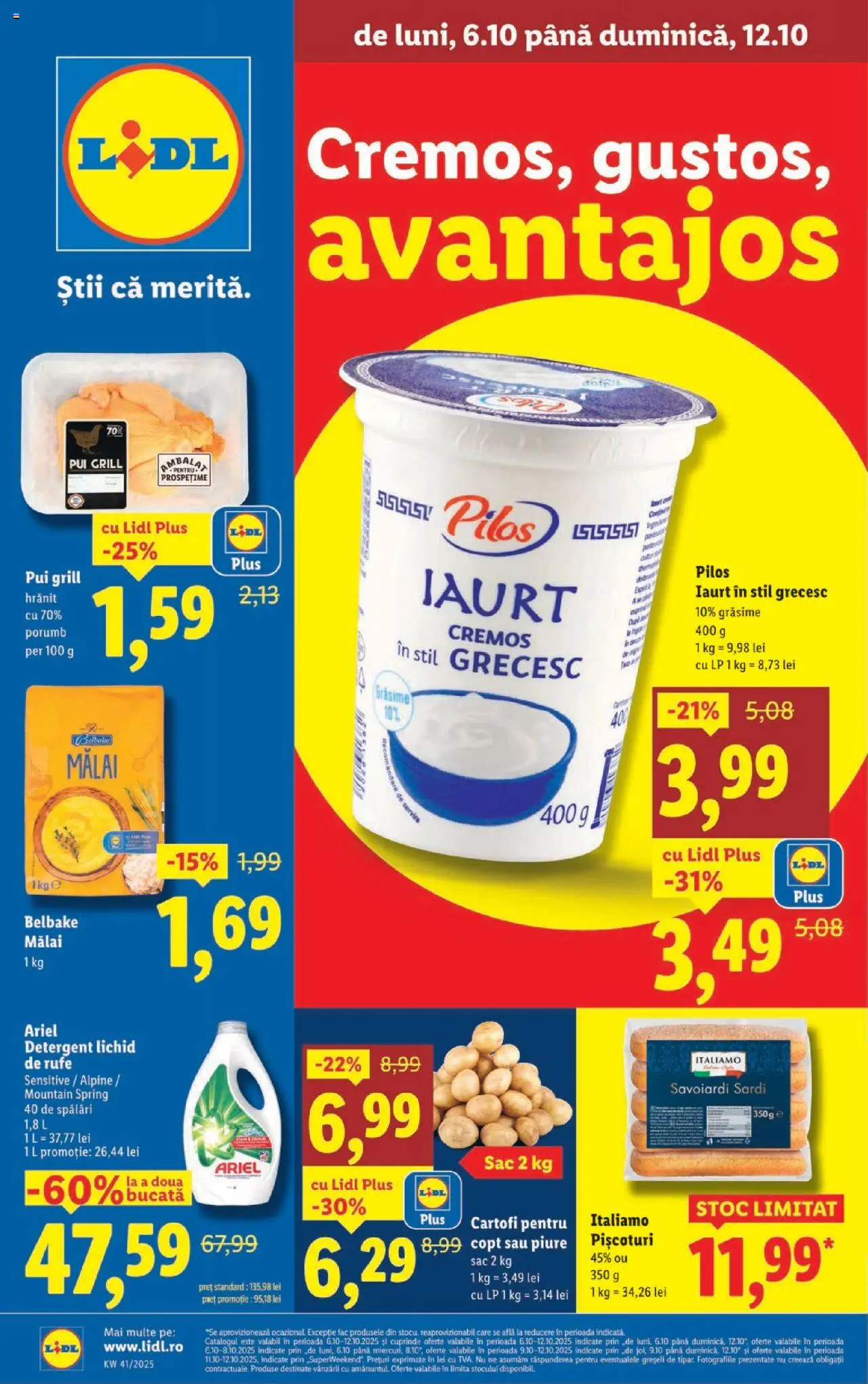 Noul catalog Lidl – valabil de la 06.10.2025 | Pagină: 1 | Produse: Toplar, Iaurt, Detergent, Porumb
