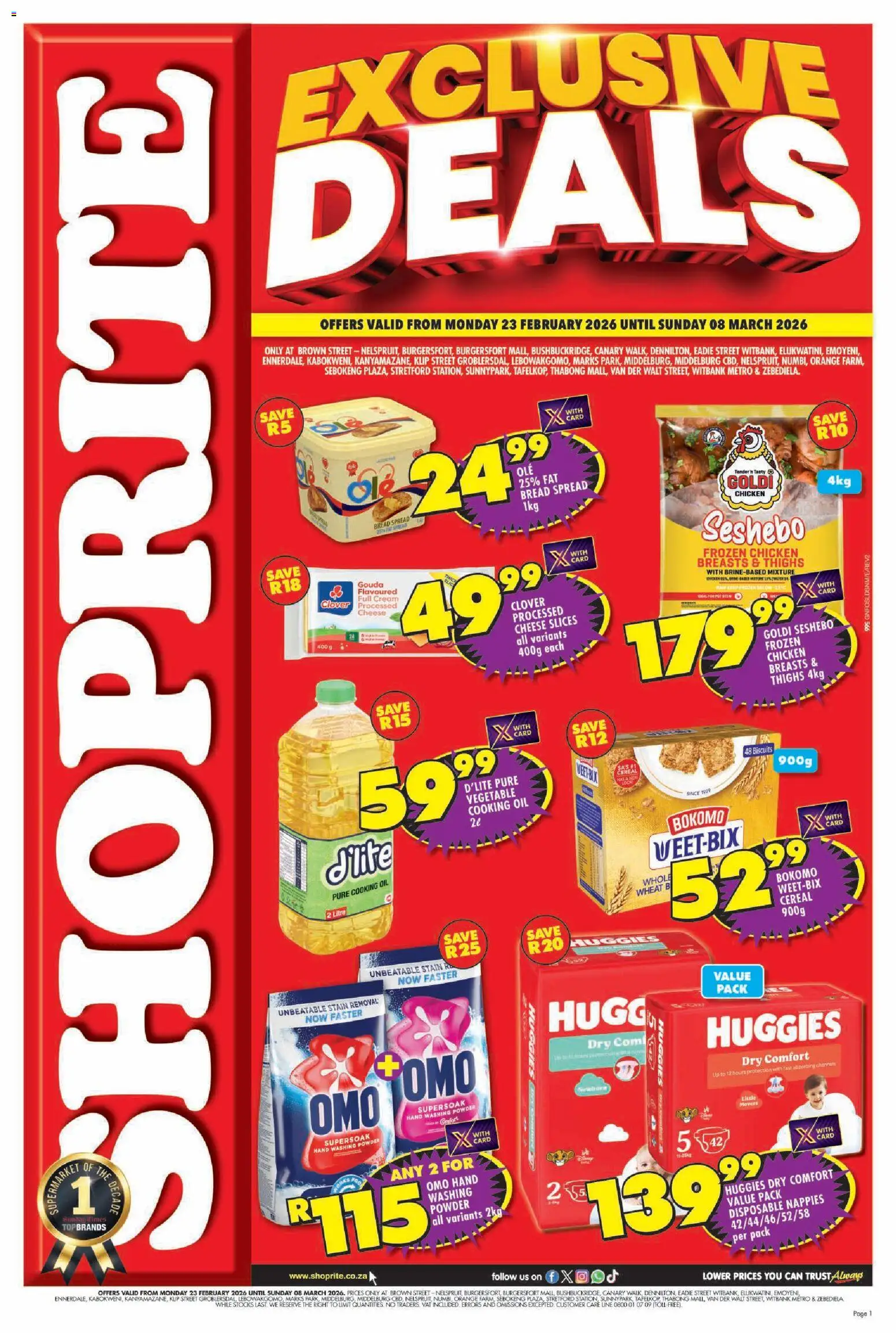 New Shoprite catalogue – valid from 23.02.2026 | Page: 1 | Products: Oil, Bread, Cream, Washing powder