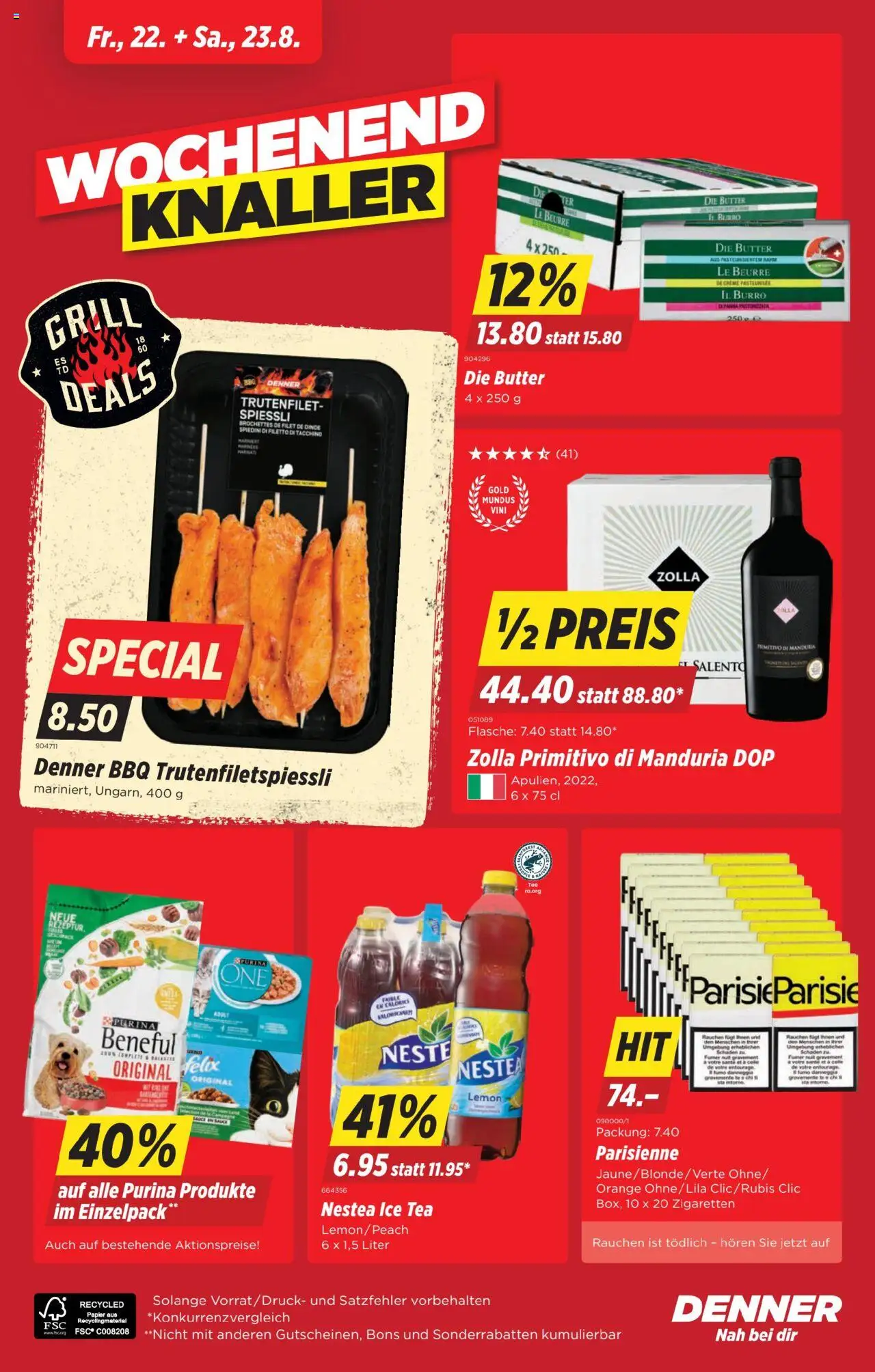 Denner Aktionen ab 19.08.2025 | Seite: 24 | Produkte: Butter, Grill, Creme
