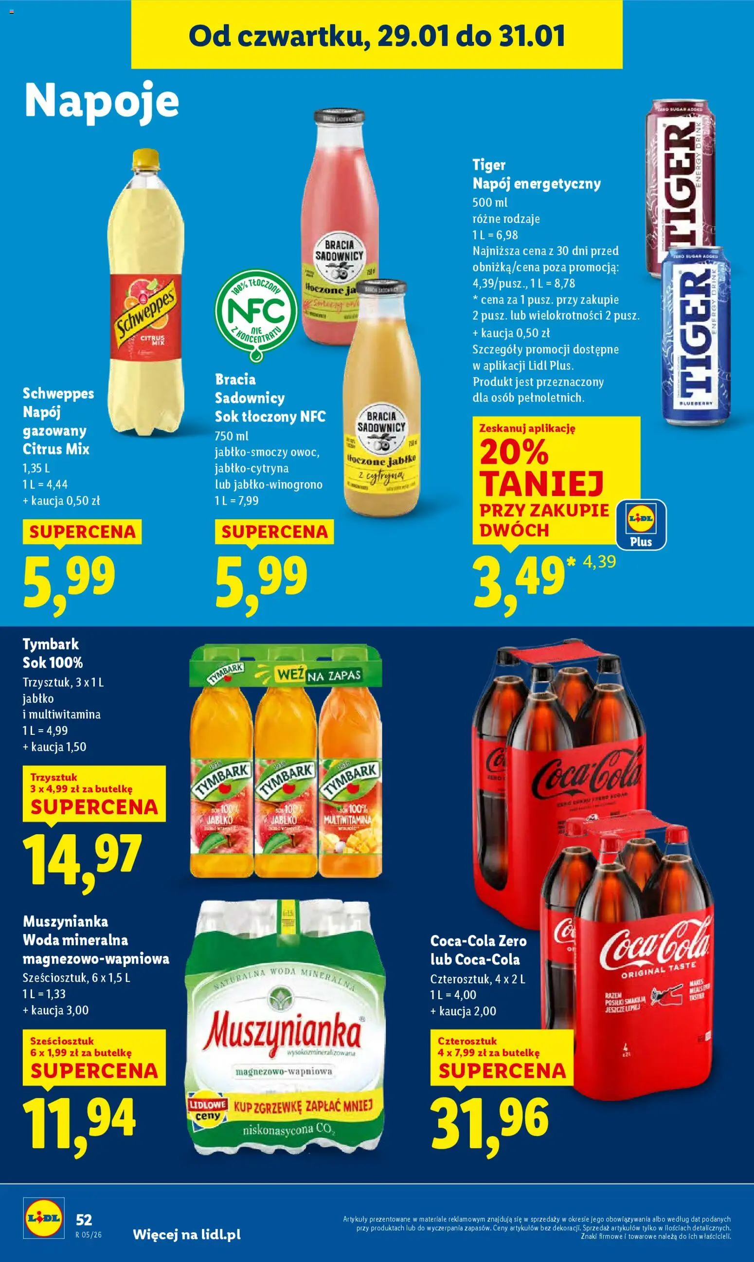 Lidl Gazetka od 29.01.2026 | Strona: 52 | Produkty: Cytryna, Napoje, Coca cola, Sok