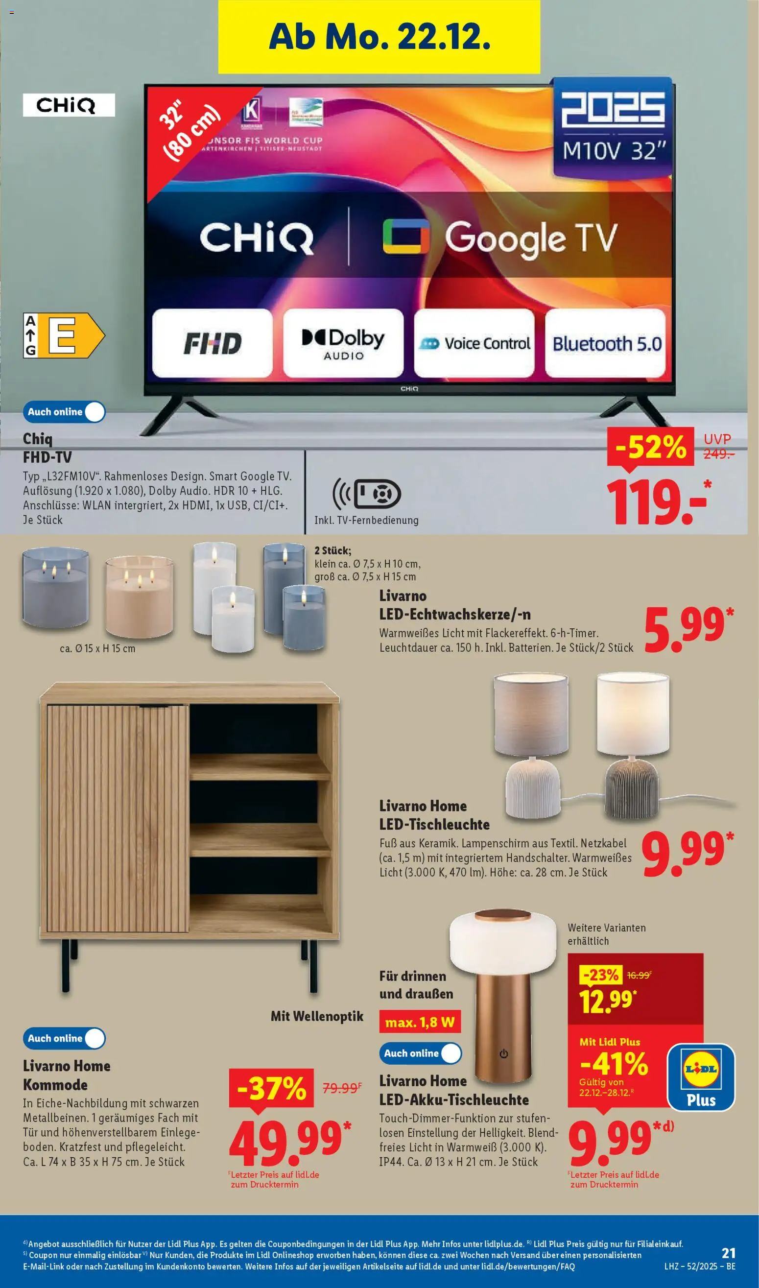 Lidl Prospekt Zossen – gültig ab 22.12.2025 | Seite: 33 | Produkte: Kommode, Tür, Lampenschirm, TV