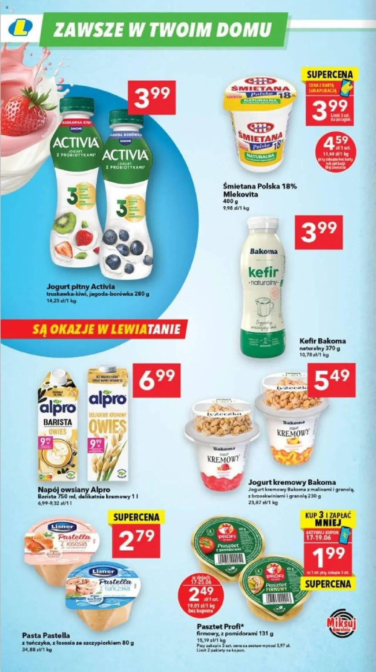 Lewiatan gazetka - Legnica od 17.06.2025 | Strona: 4 | Produkty: Napój owsiany, Alpro, Kiwi, Jogurt kremowy