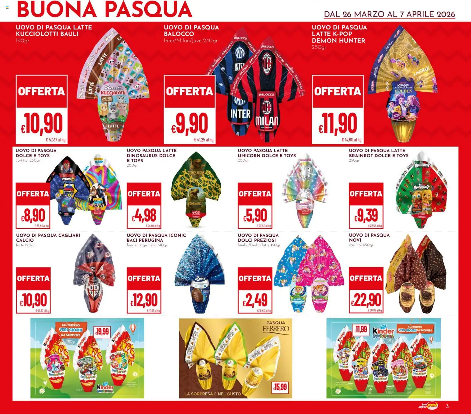Volantino Pan del 26.03.2026 | Pagina: 3 | Prodotti: Peluche, Latte, Uovo di pasqua