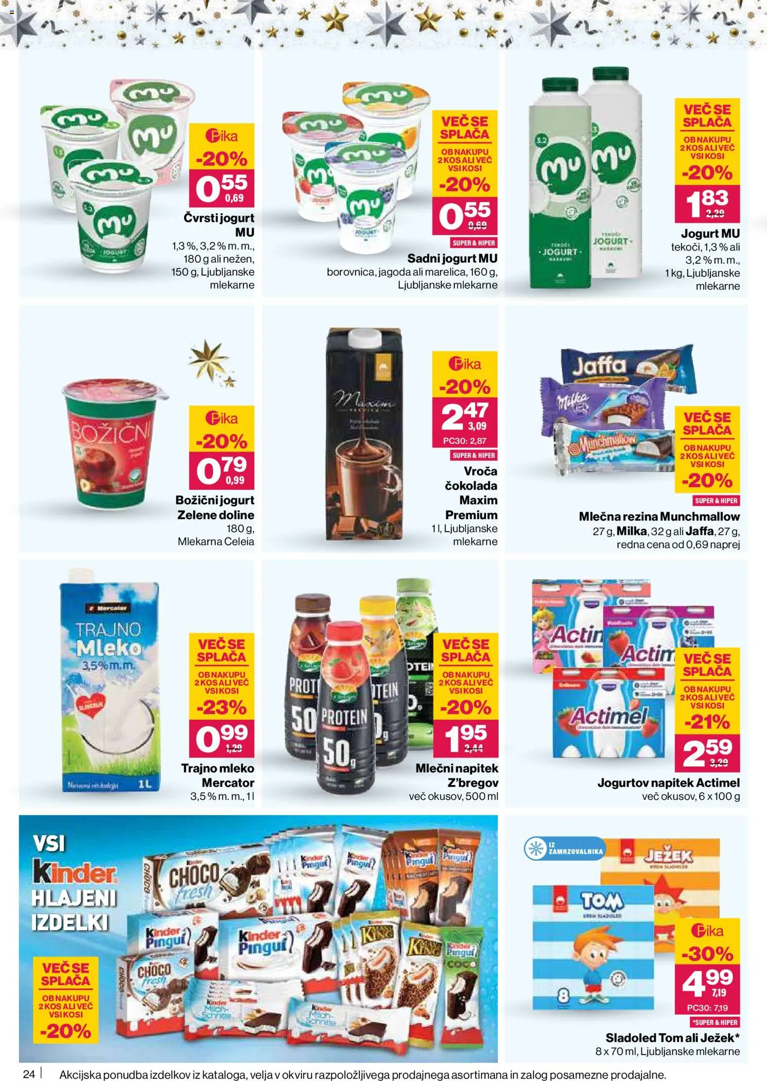 Novi Mercator katalog ponudbe – veljaven od 04.12.2025 | Stran: 24 | Izdelki: Kos, Jogurt, Cokolada, Sladoled