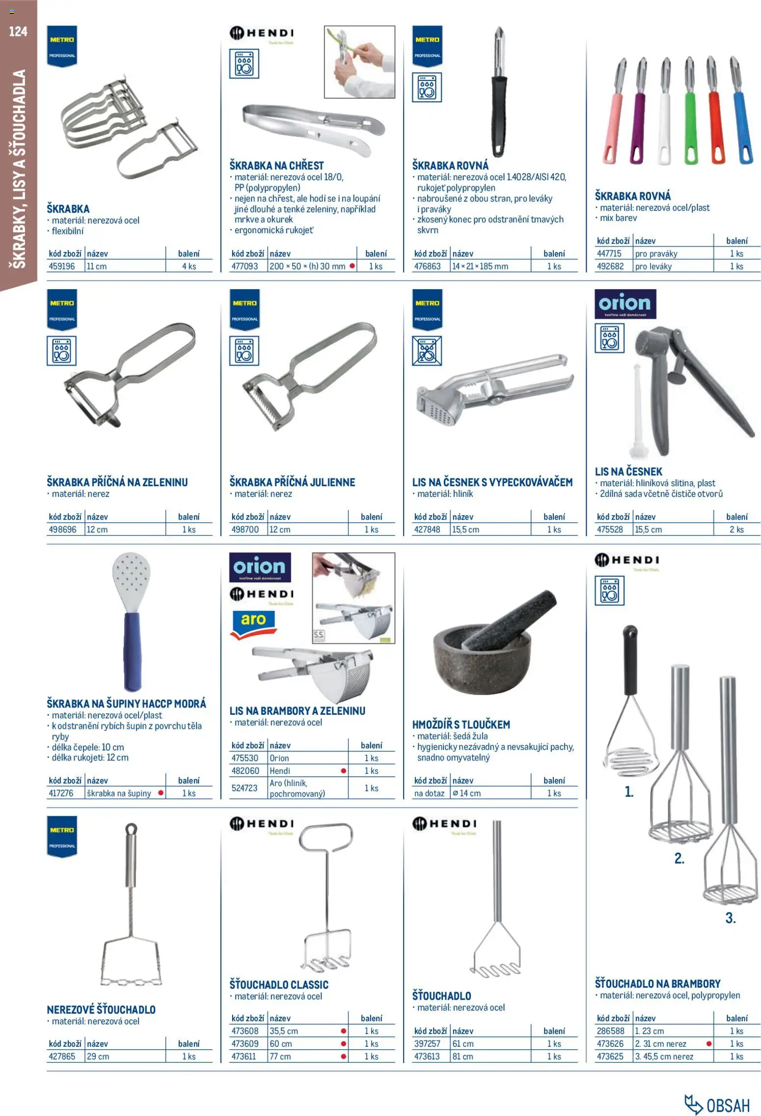 Makro leták - Gastro vybavení a zařízení od 01.02.2026 | Strana: 124 | Produkty: Škrabka, Lis, Česnek, Šťouchadlo