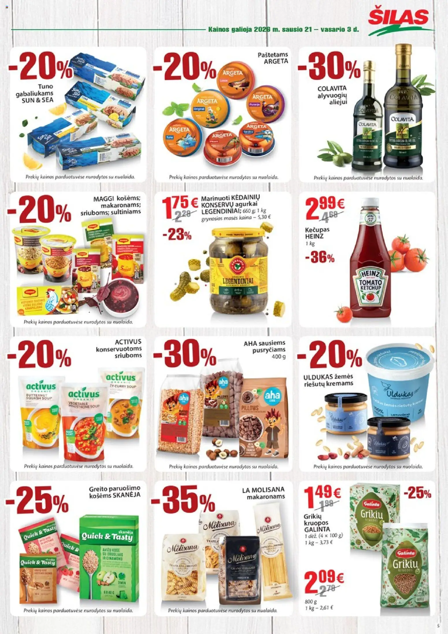 Šilas akcijos nuo 21.01.2026 | Puslapis: 5 | Prekių: Agurkai, Košė, Kruopos, Kečupas