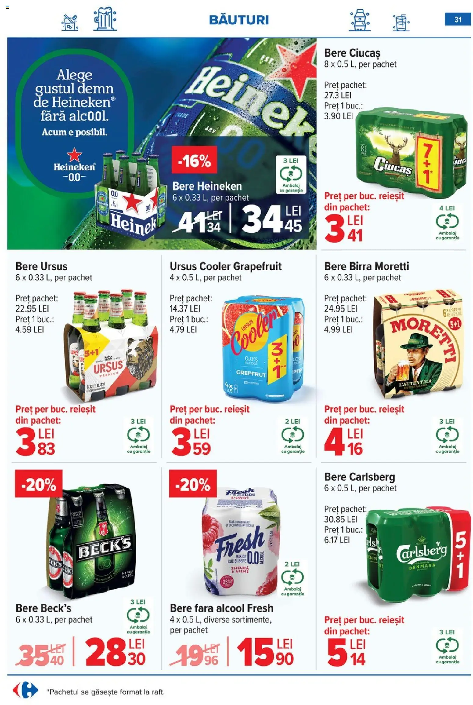 Noul catalog Carrefour – valabil de la 28.01.2026 | Pagină: 31 | Produse: Afine, Suc, Bere, Grepfrut