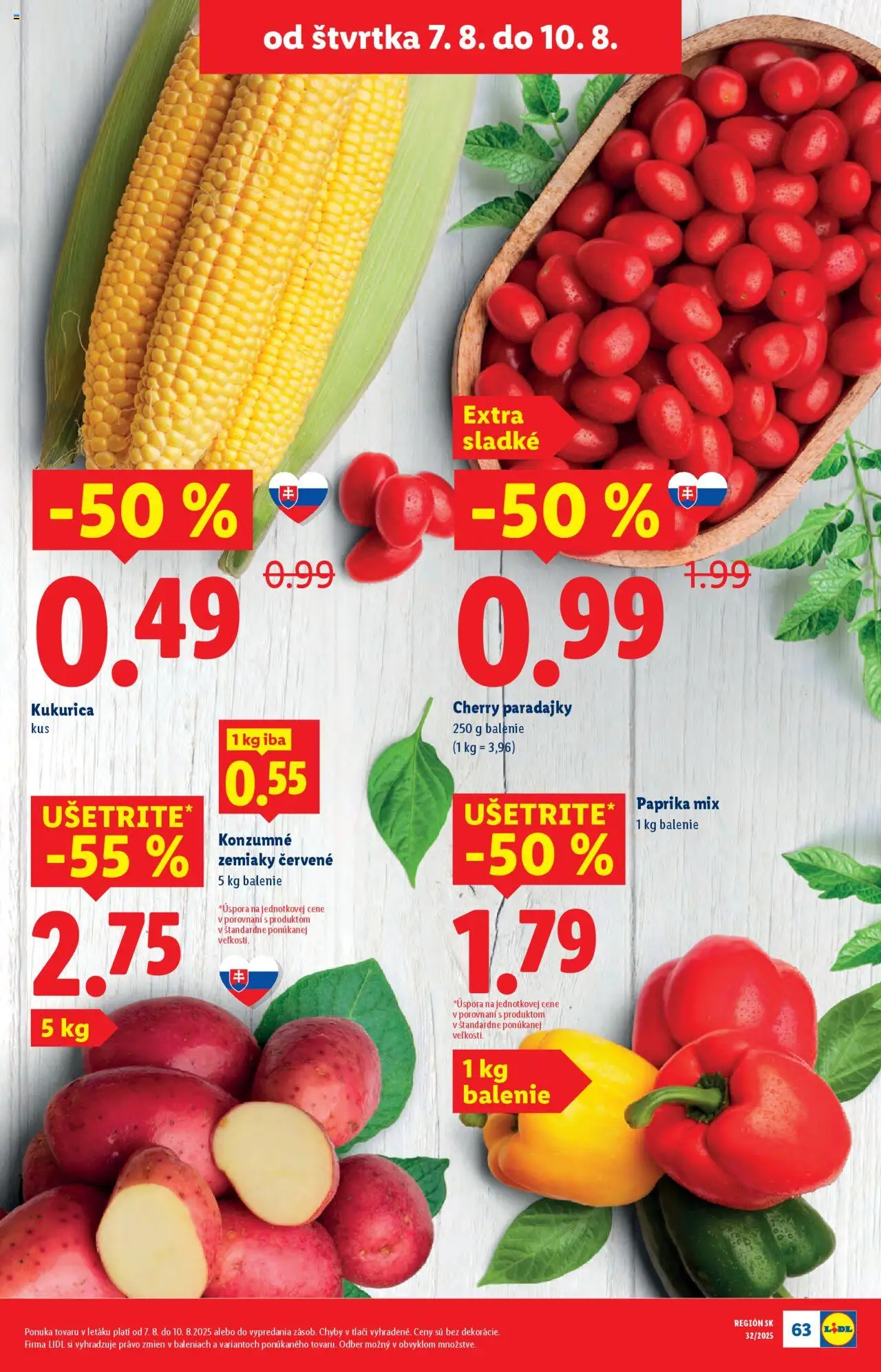 Lidl leták │ platný od 04.08.2025 | Strana: 69 | Produkty: Paprika, Paradajky, Zemiaky, Cherry paradajky